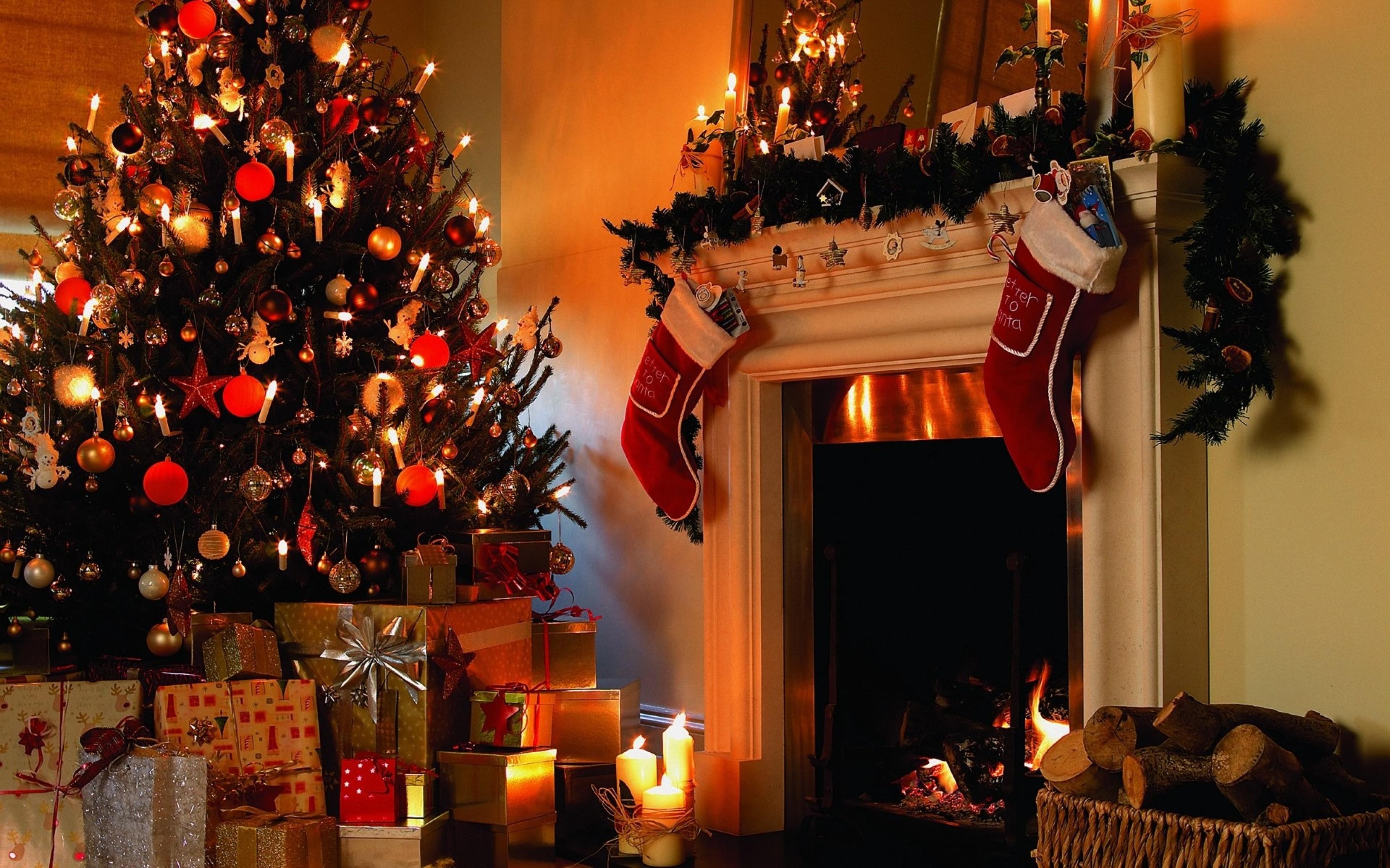 1502206壁紙のダウンロードホリデー, クリスマス, 暖炉, ストッキング, 木-スクリーンセーバーと写真を無料で