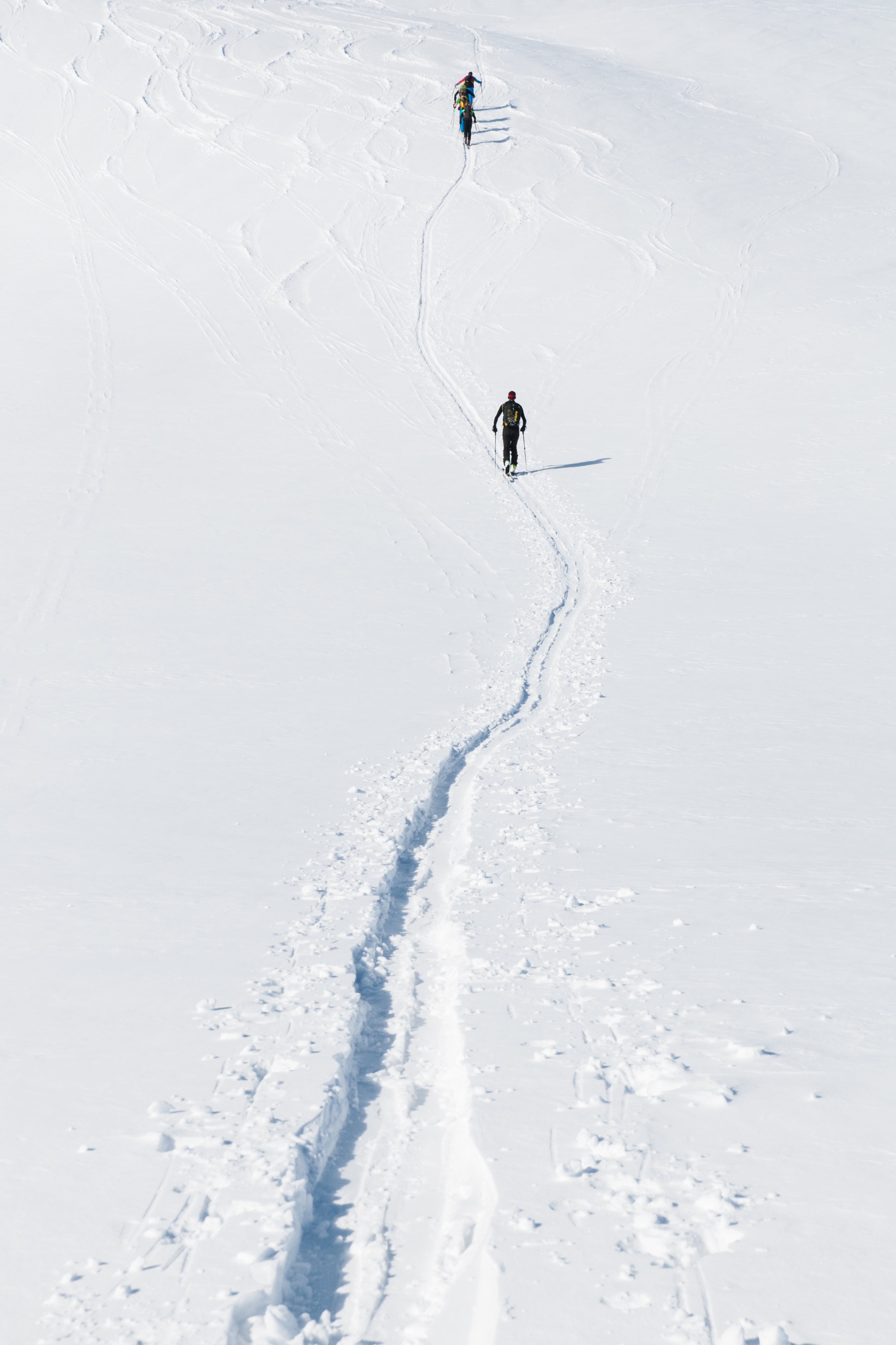 Free download wallpaper Snow, Mountain, Path, Skiers, Sports on your PC desktop