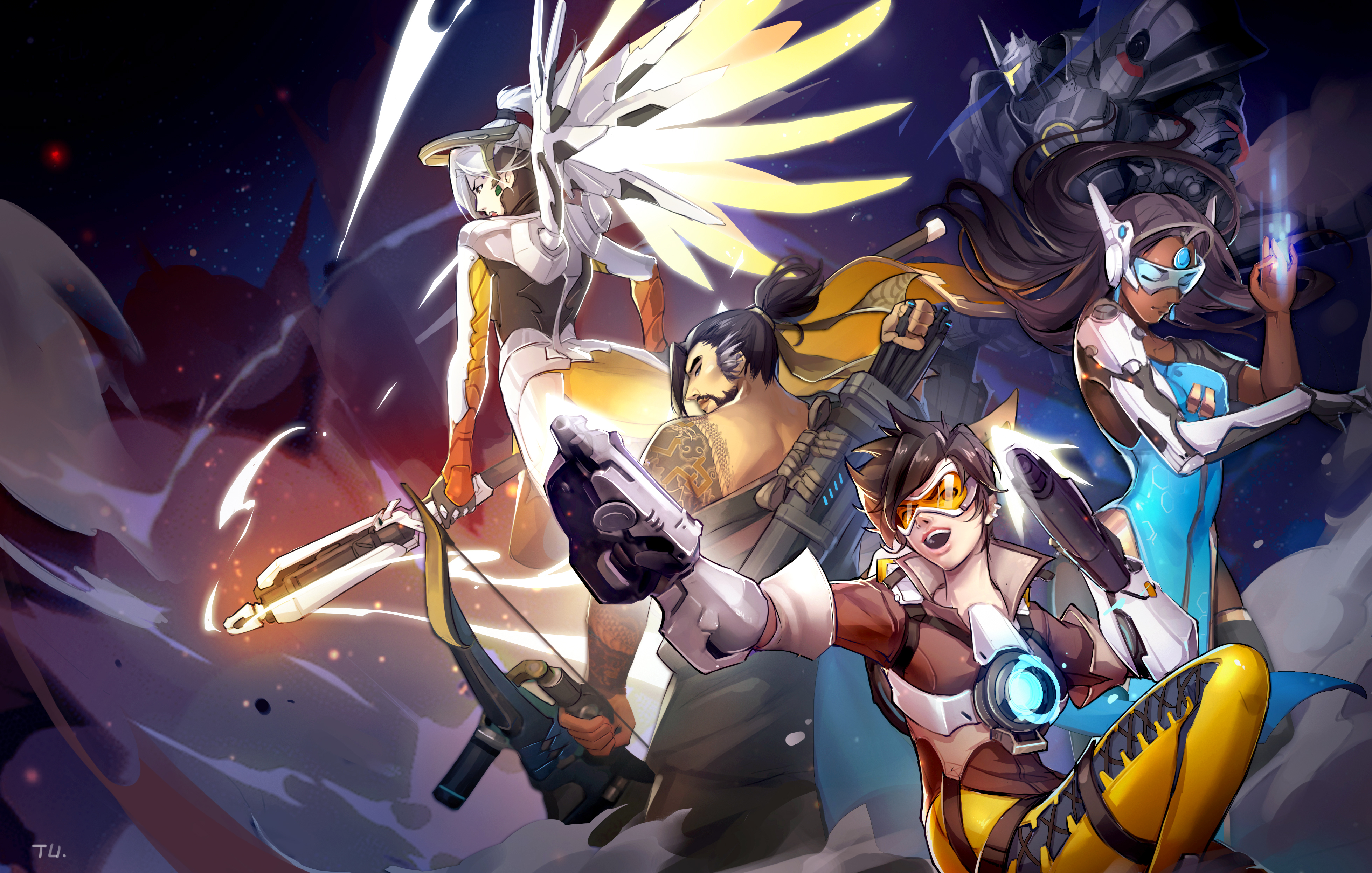 Download mobile wallpaper Overwatch, Video Game, Mercy (Overwatch), Reinhardt (Overwatch), Hanzo (Overwatch), Symmetra (Overwatch), Tracer (Overwatch) for free.