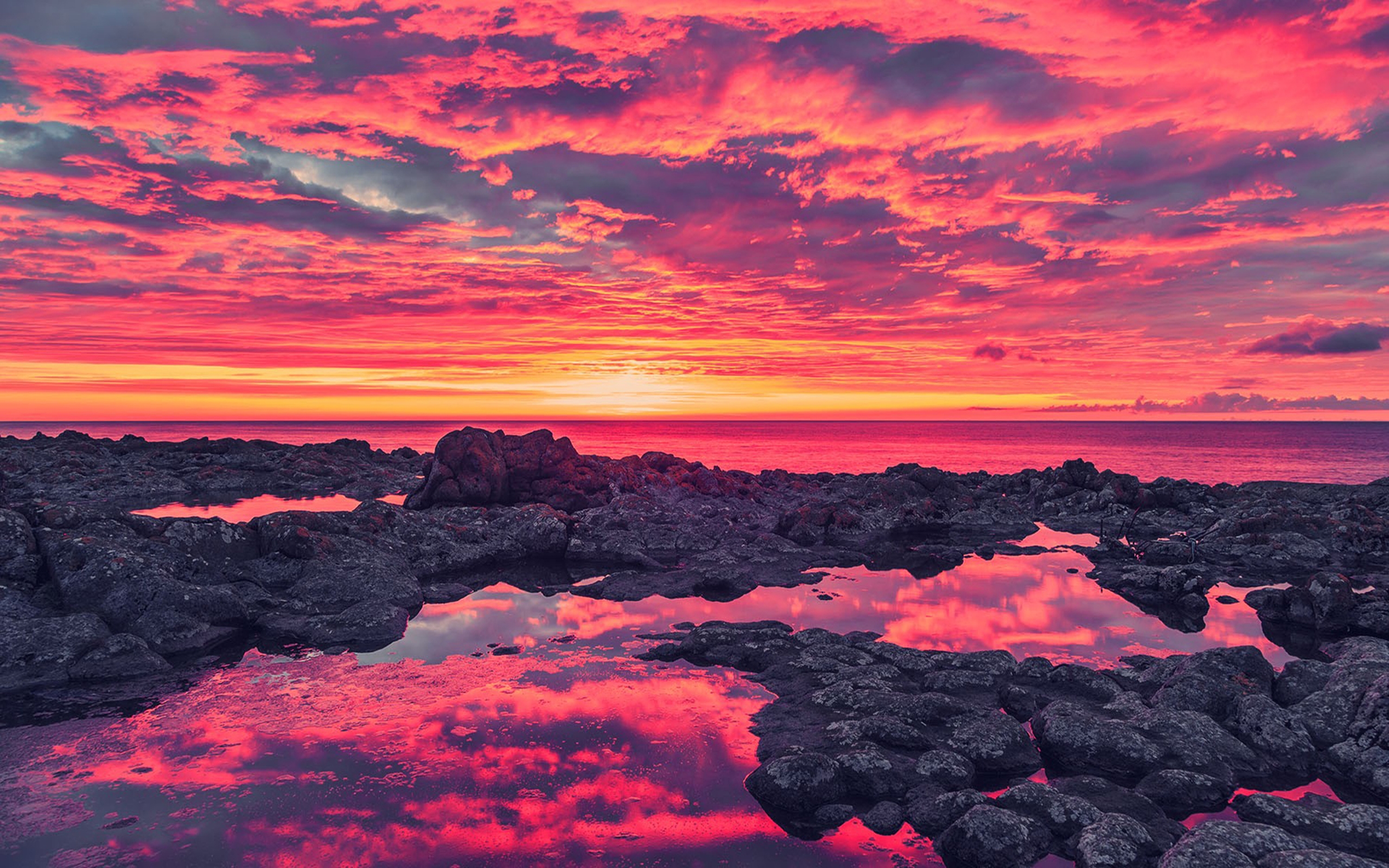 Free download wallpaper Sunset, Reflection, Ocean, Earth, Cloud on your PC desktop