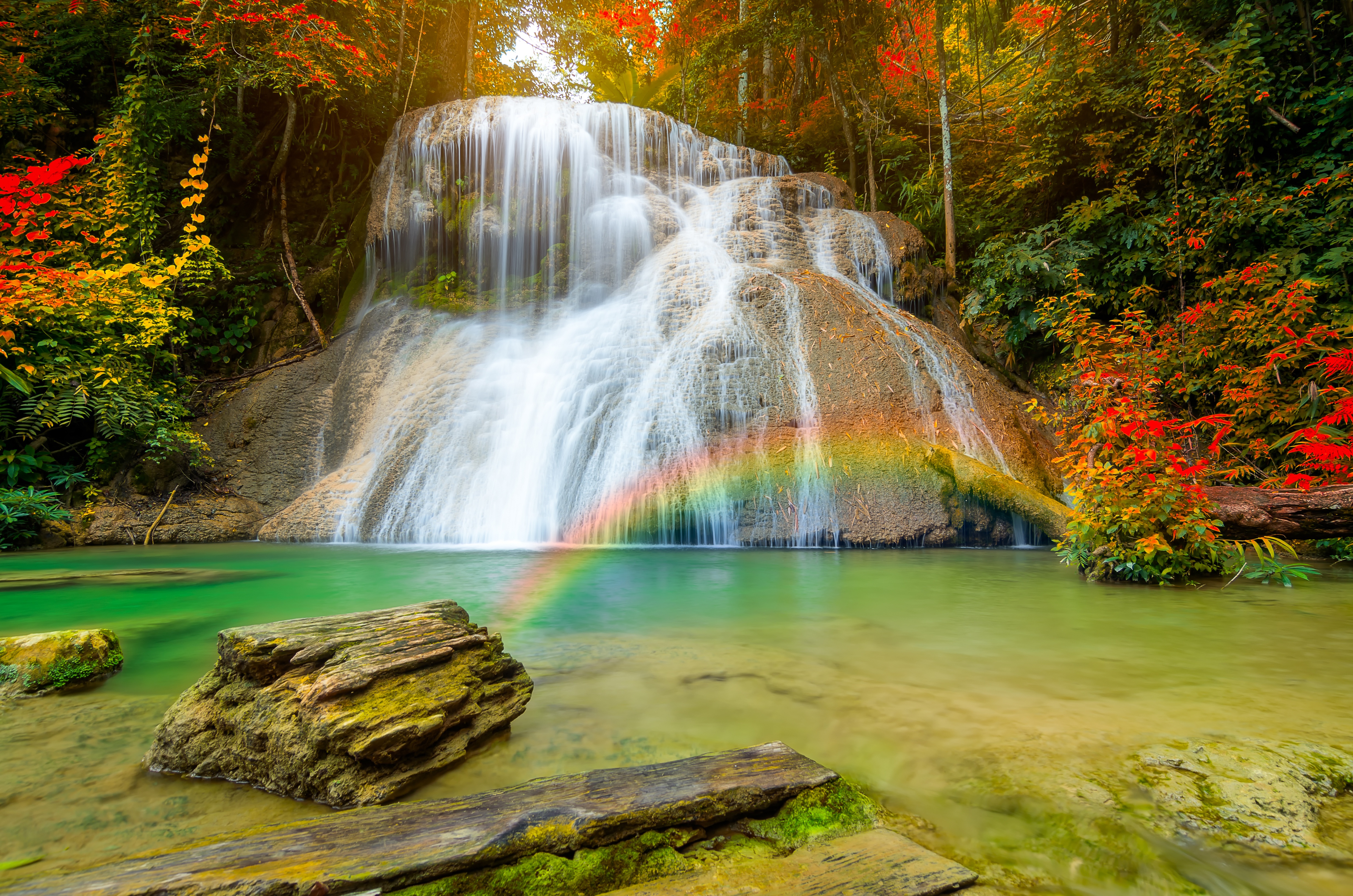 426313壁紙のダウンロード地球, 滝, 秋, ラグーン, 自然, 虹-スクリーンセーバーと写真を無料で