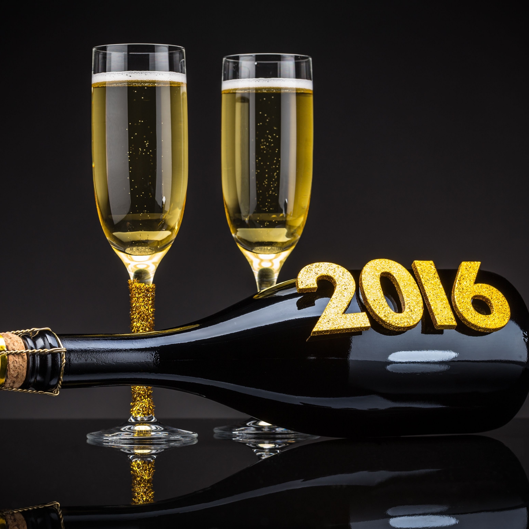 Téléchargez des papiers peints mobile Nouvel An, Vacances, Champagne, Nouvel An 2016 gratuitement.