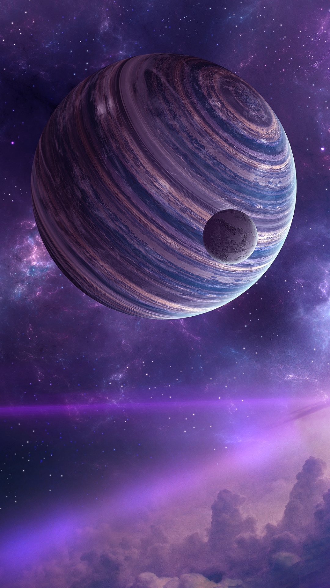 Descarga gratuita de fondo de pantalla para móvil de Violeta, Nebulosa, Espacio, Púrpura, Planeta, Ciencia Ficción.
