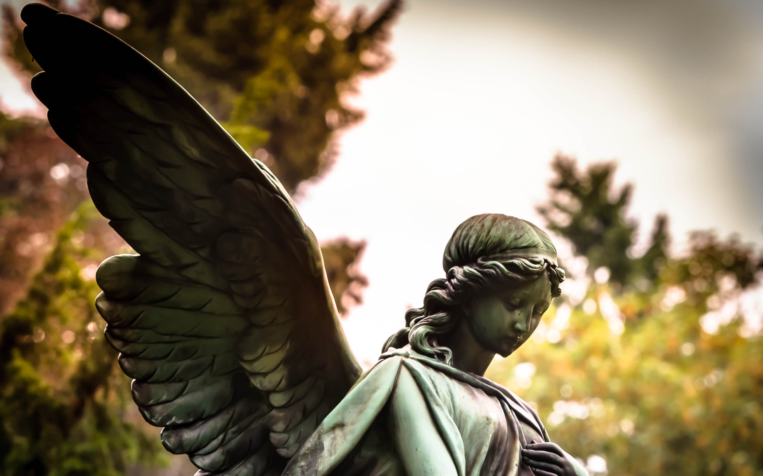 Скачати мобільні шпалери Створено Людиною, Статуя Ангела безкоштовно.