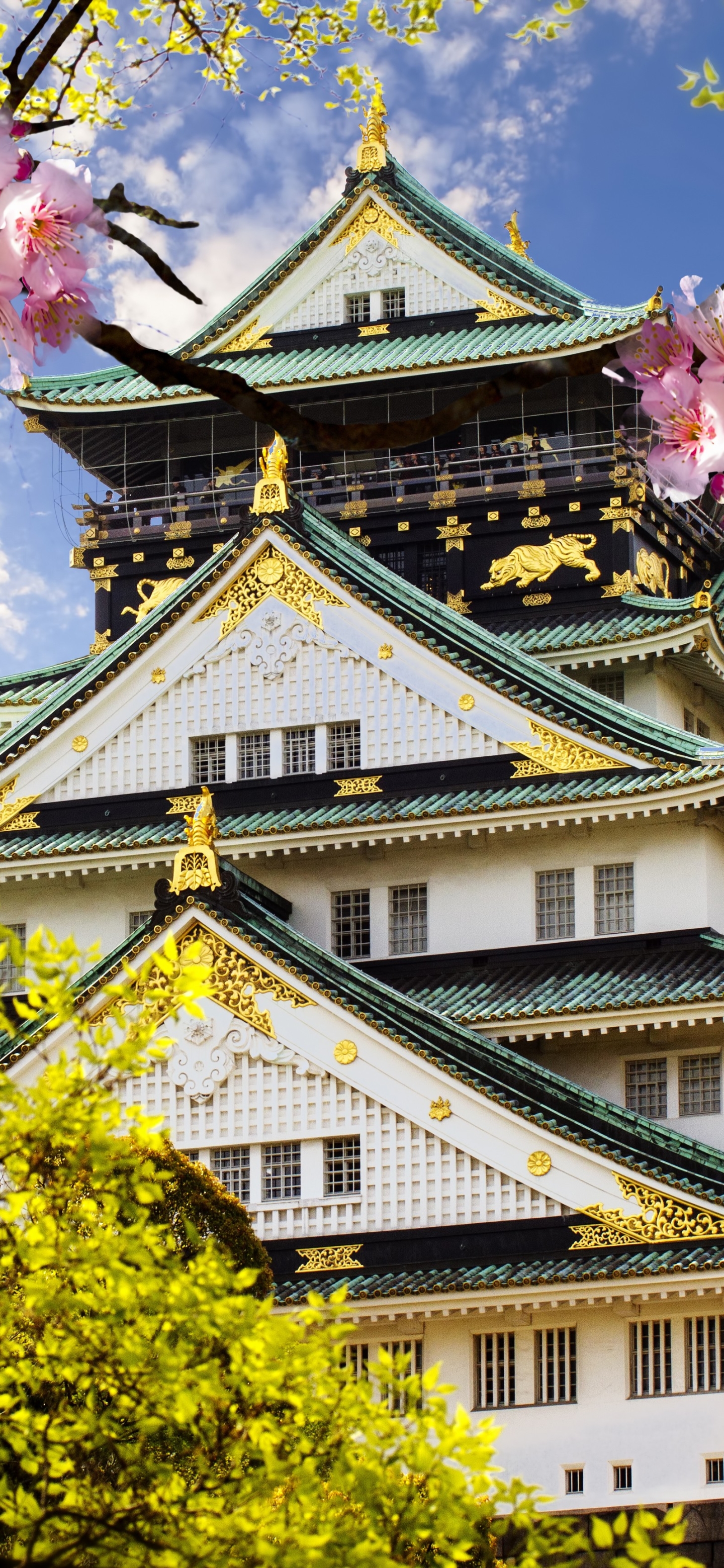 Descarga gratuita de fondo de pantalla para móvil de Castillos, Pagoda, Japón, Flor De Cerezo, Hecho Por El Hombre, Castillo.