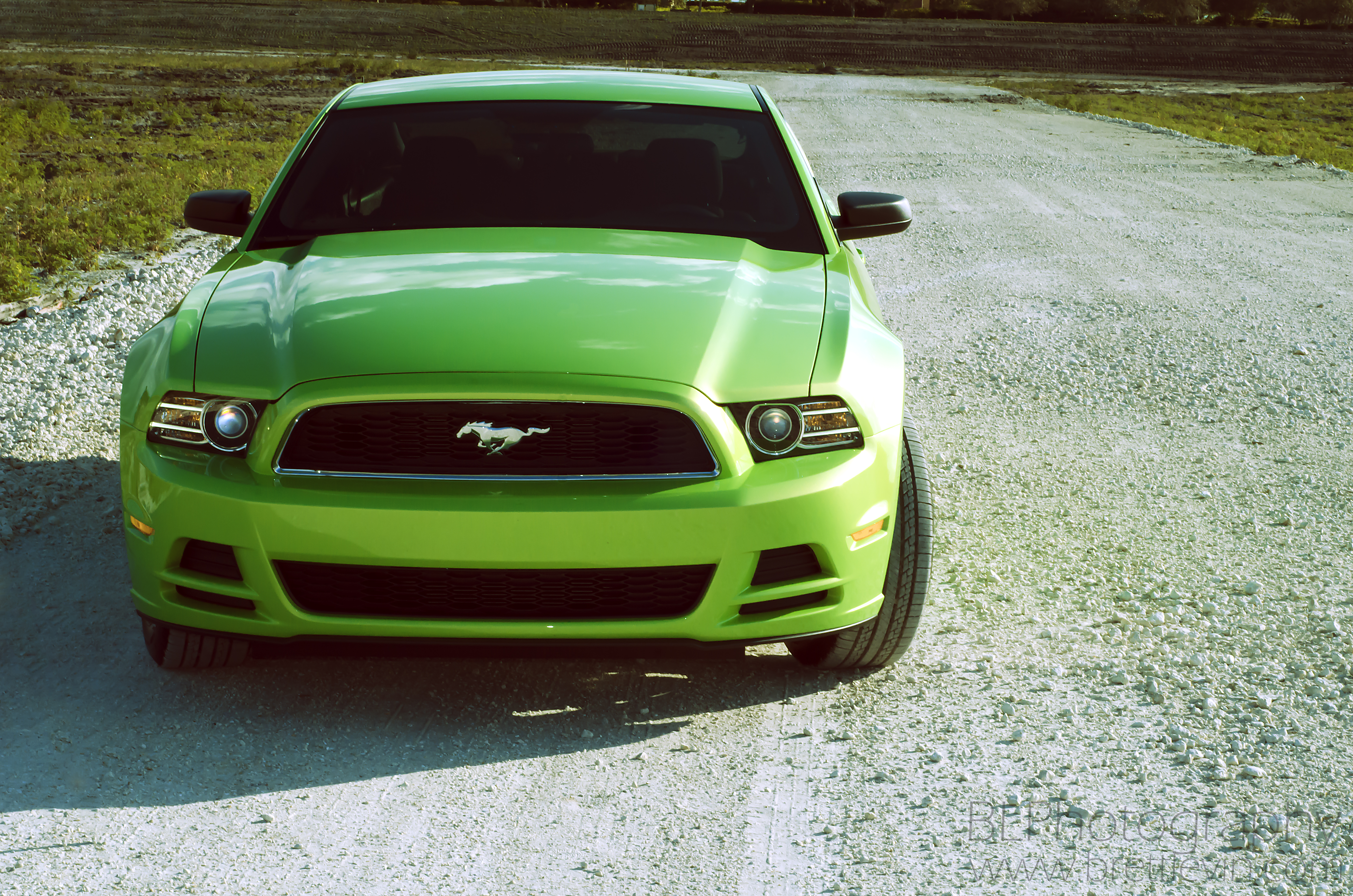 lime, cars, green, front view, ford mustang, ford mustang v6