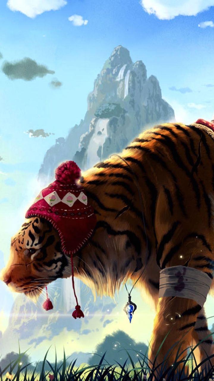 Download mobile wallpaper Anime, Tiger, Animal for free.