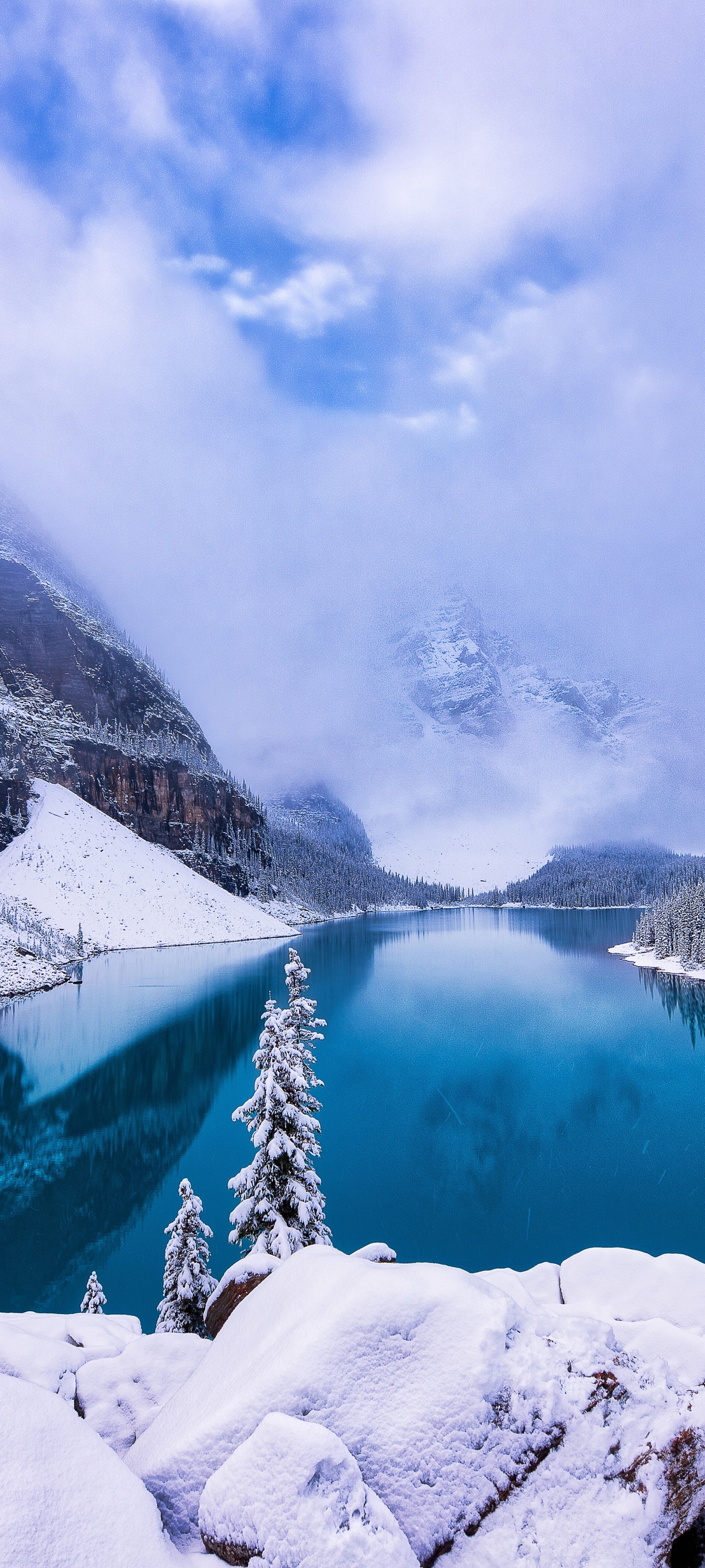 PCデスクトップに冬, 湖, カナダ, 地球, モレーン湖, バンフ国立公園画像を無料でダウンロード
