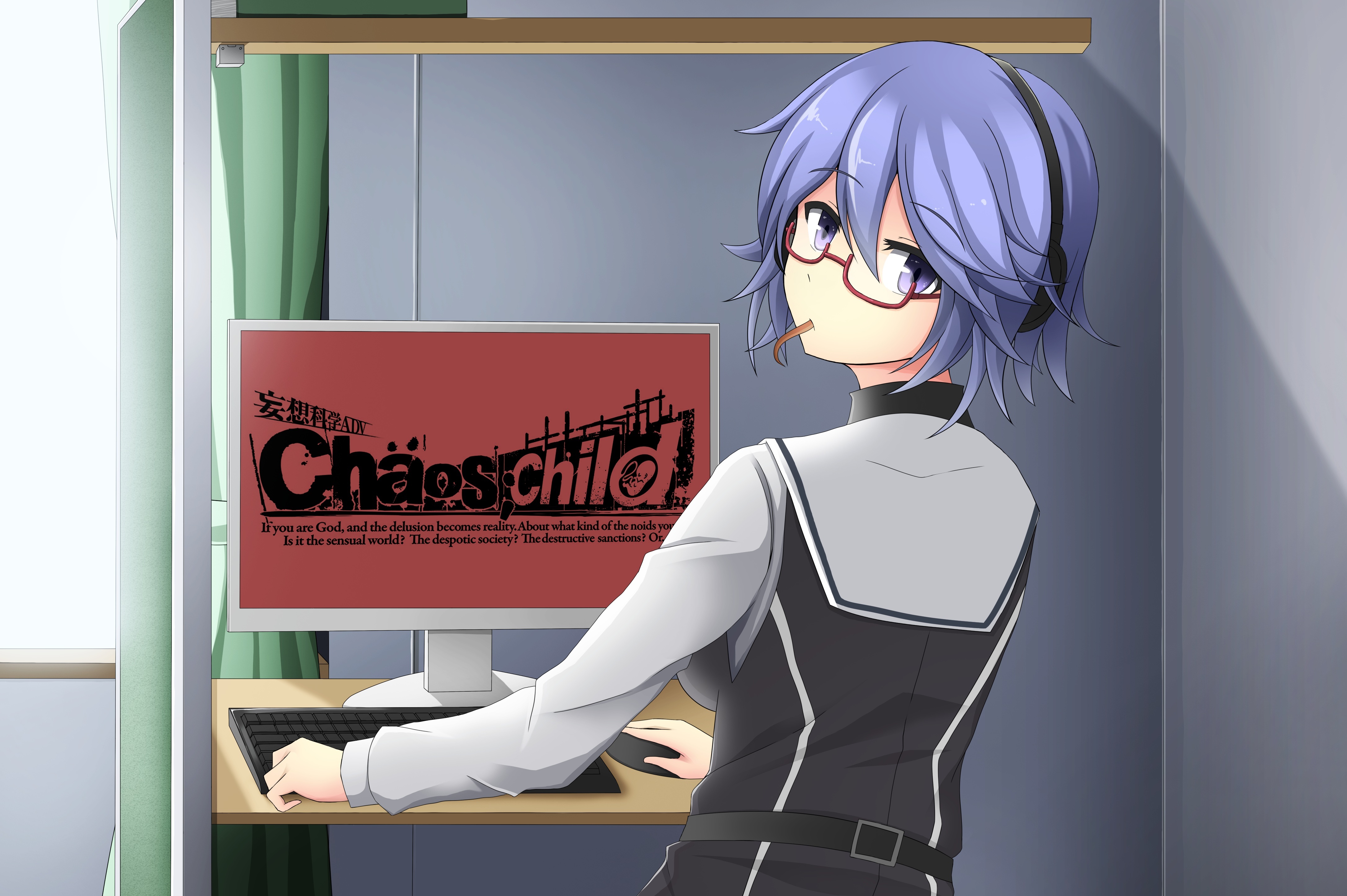 anime, chaos child, computer, hana kazuki
