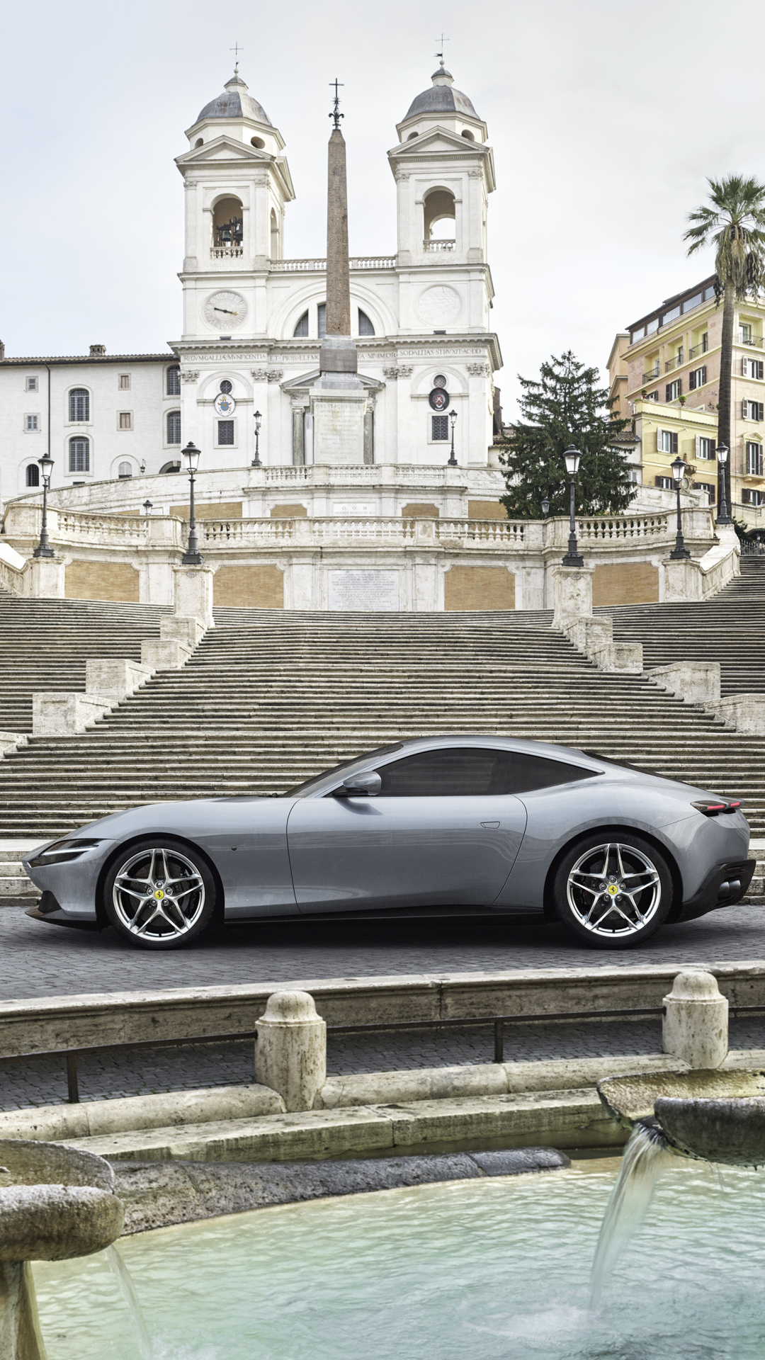 Download mobile wallpaper Ferrari, Car, Supercar, Vehicle, Vehicles, Silver Car, Ferrari Roma for free.