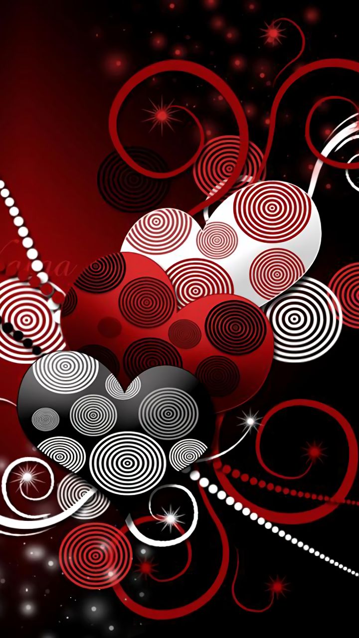 Скачать картинку Любовь, Красный, Черный, Белый, Дизайн, Сердце, Чёрный, Художественные в телефон бесплатно.