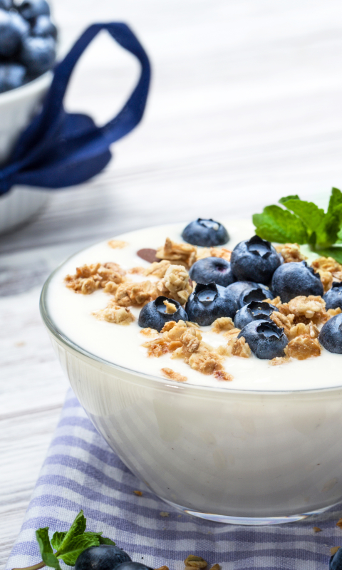 Download mobile wallpaper Food, Blueberry, Muesli, Breakfast, Yogurt for free.