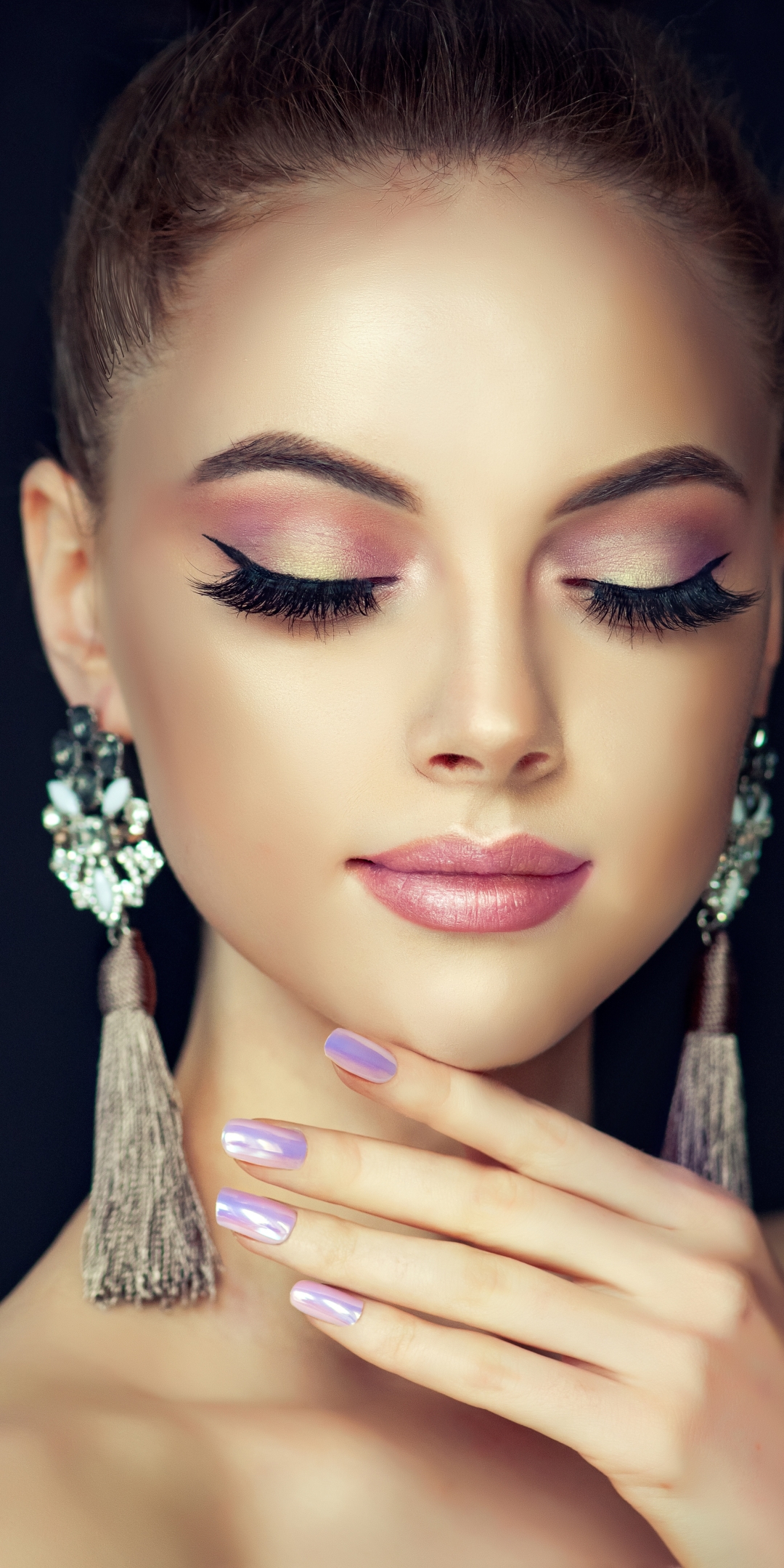 Download mobile wallpaper Model, Women, Earrings, Makeup for free.