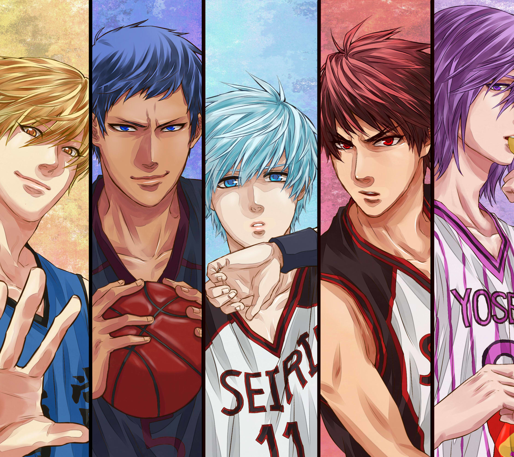 Baixar papel de parede para celular de Anime, Daiki Aomine, Shintaro Midorima, Atsushi Murasakibara, Ryota Kise, Seijūrō Akashi, Tetsuya Kuroko, Kuroko No Basket gratuito.