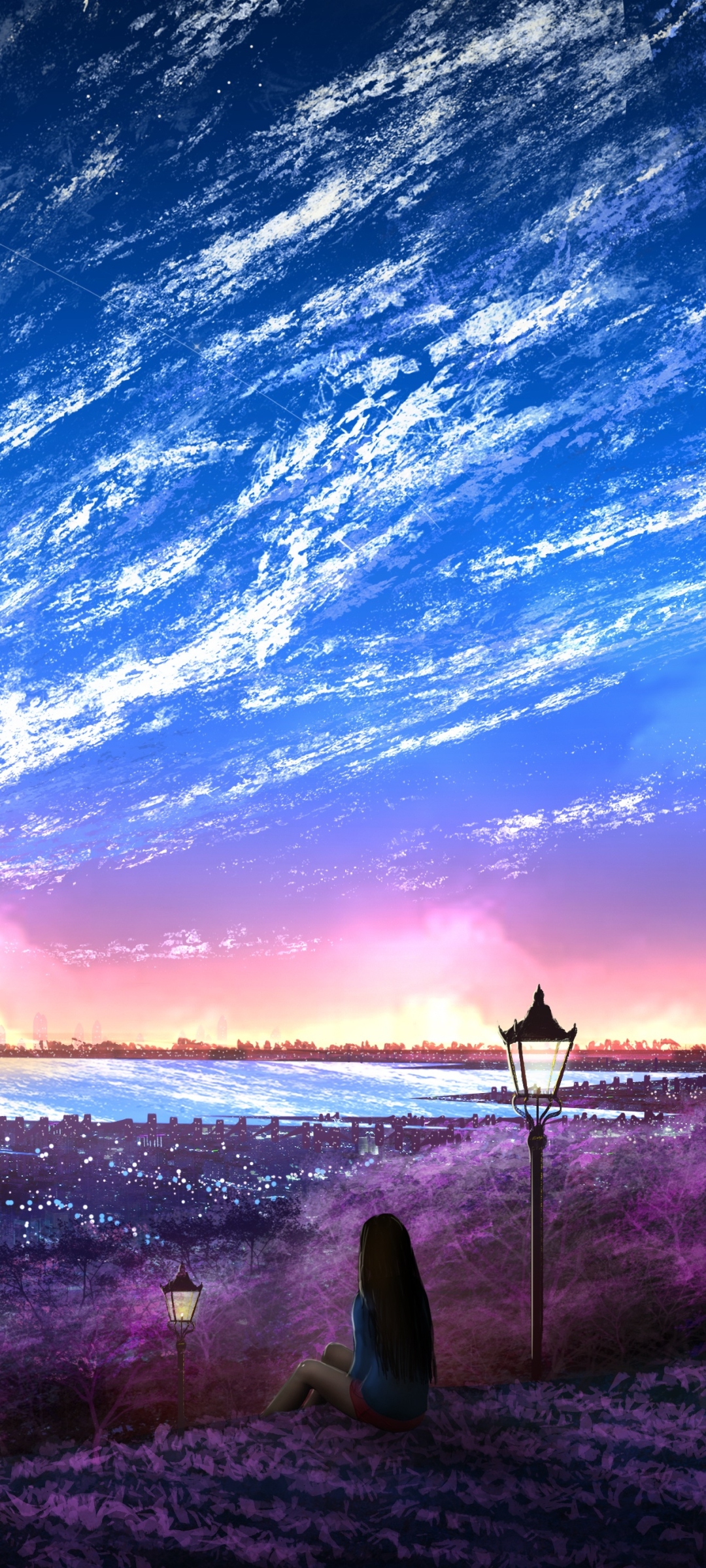 Download mobile wallpaper Anime, Sky, City for free.