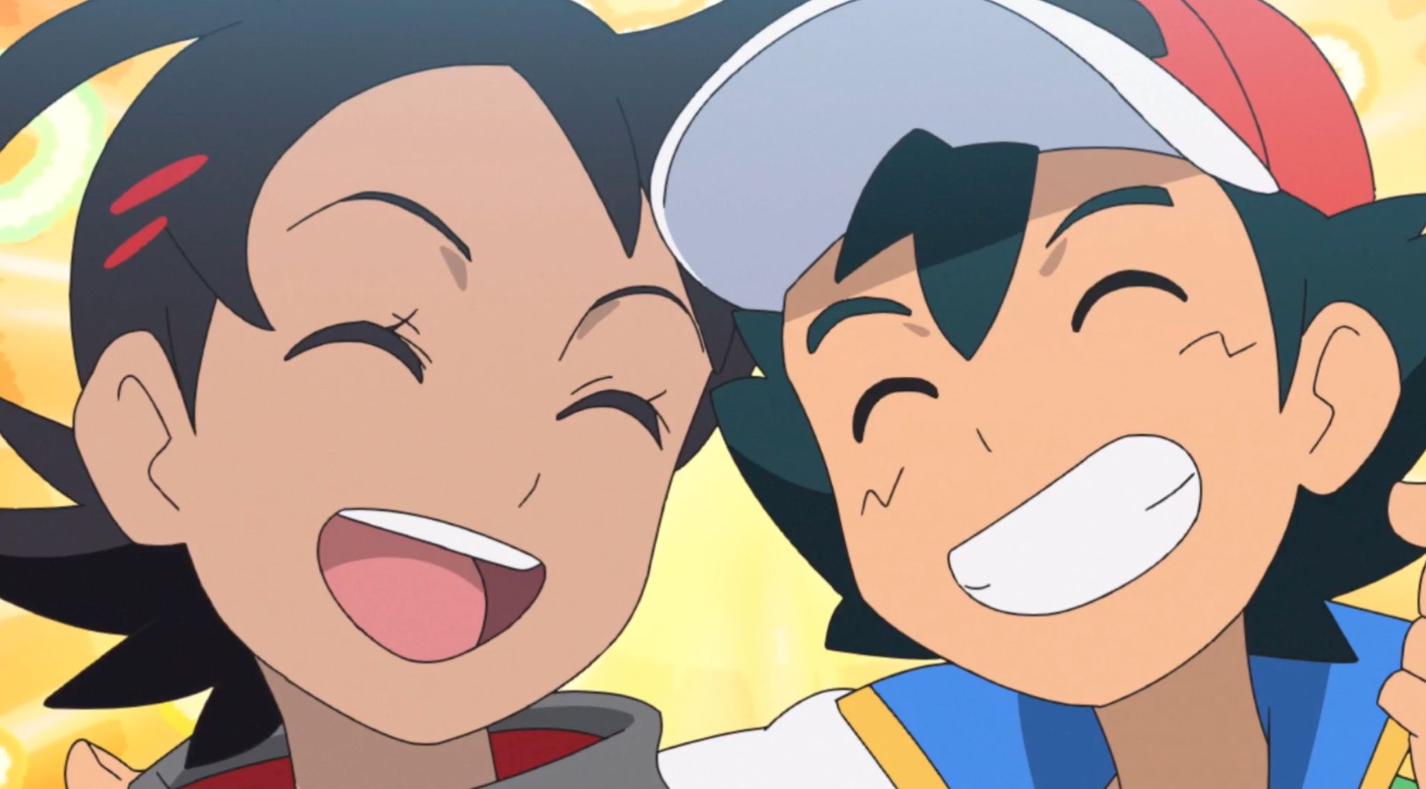 Laden Sie das Lächeln, Pokémon, Animes, Schwarzes Haar, Ash Ketchum, Goh (Pokémon)-Bild kostenlos auf Ihren PC-Desktop herunter