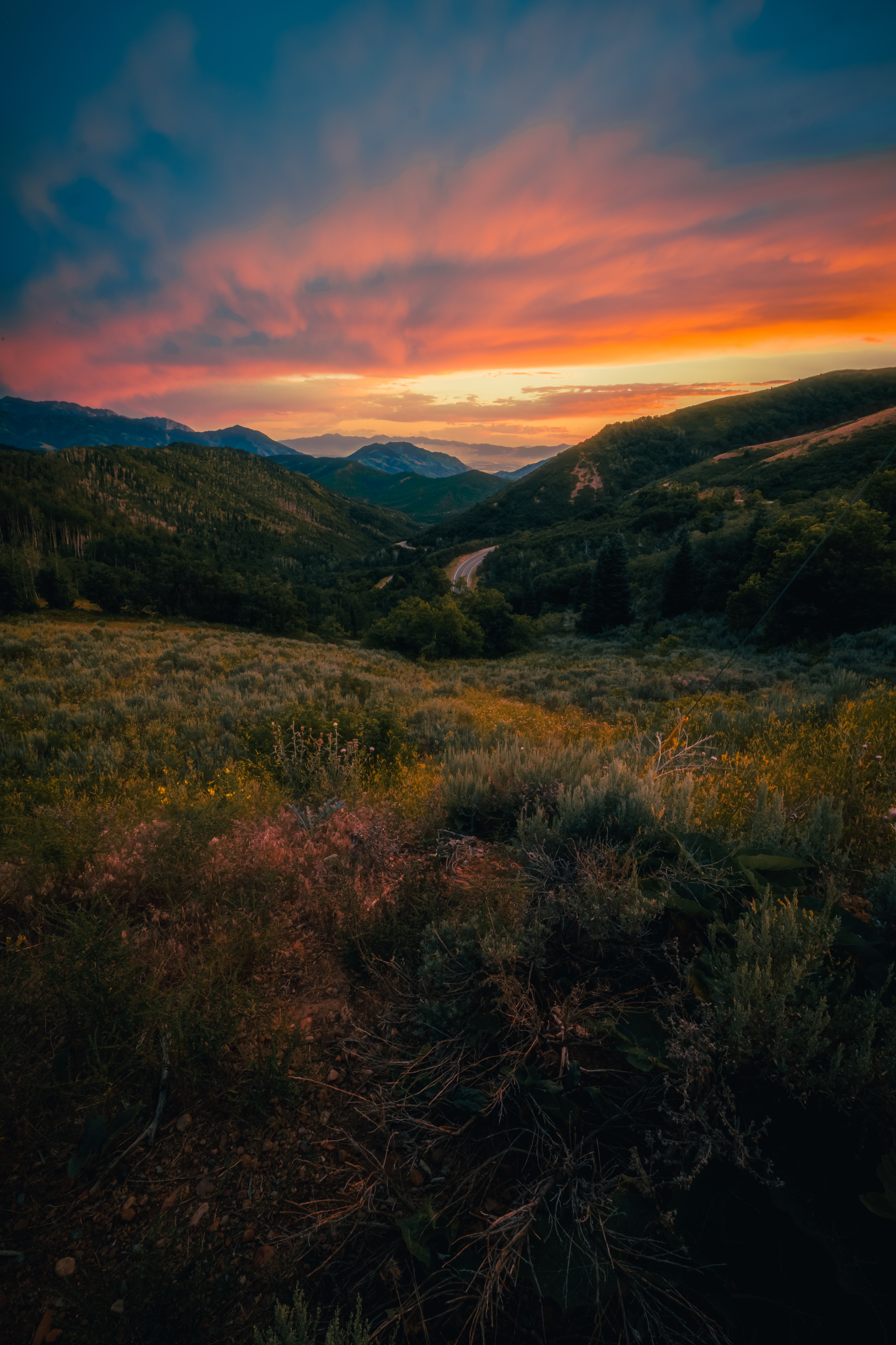 Free download wallpaper Sunset, Grass, Mountains, Lawn, Nature, Landscape on your PC desktop