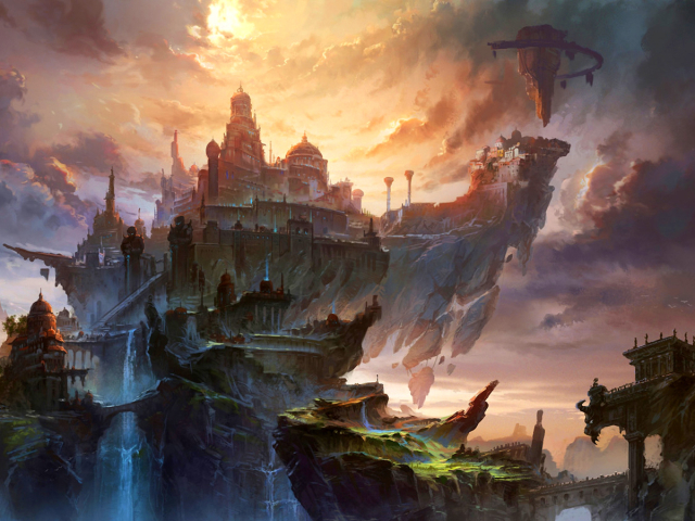 Download mobile wallpaper Fantasy, City, Cloud for free.