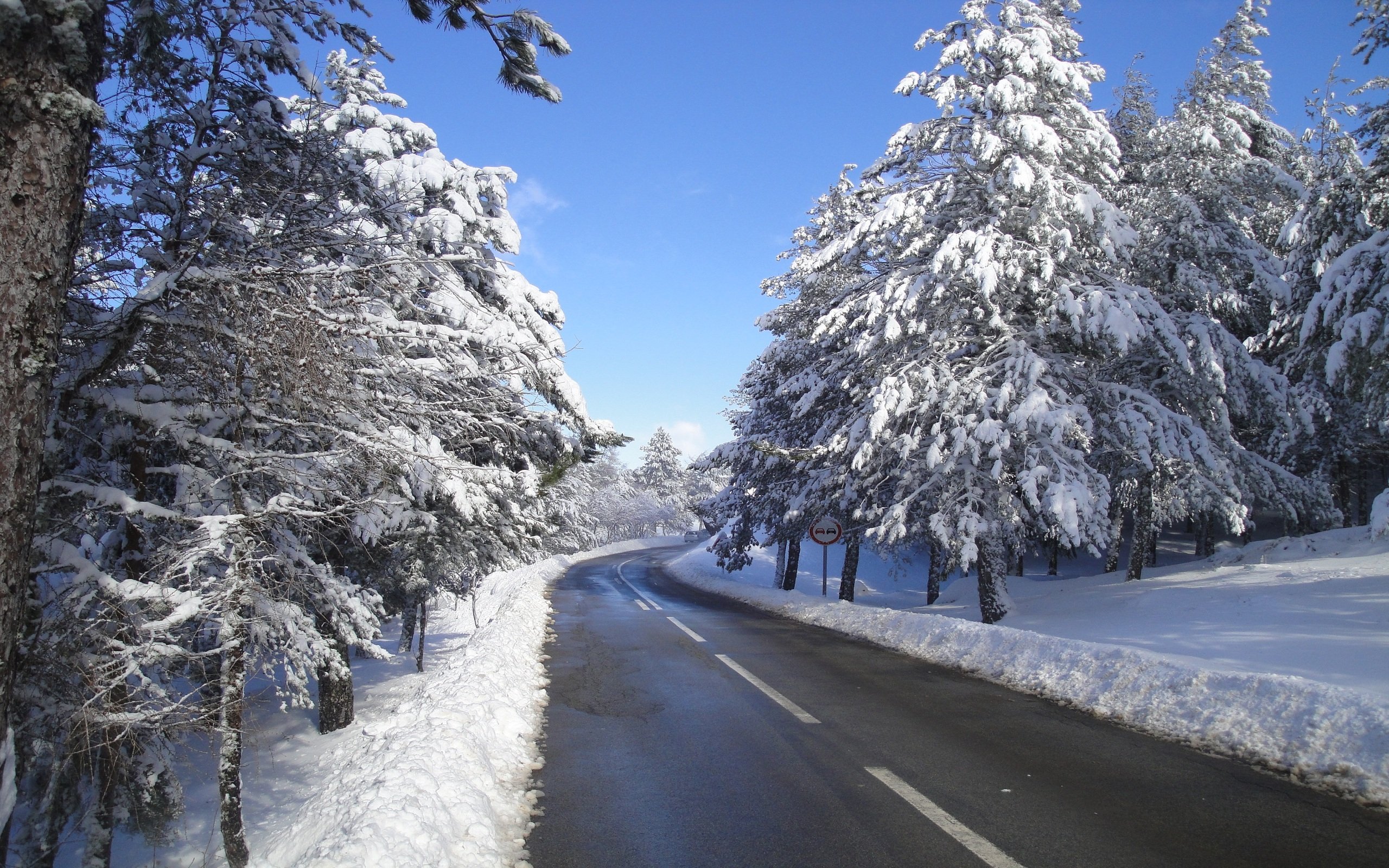 Download mobile wallpaper Winter, Snow, Road, Tree, Man Made for free.