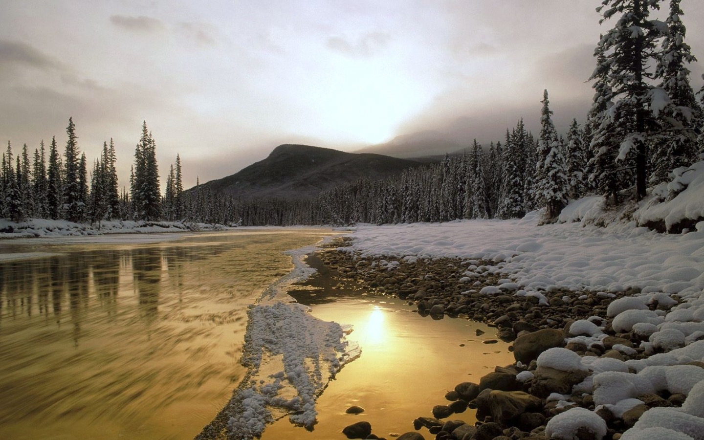 Free download wallpaper Nature, Rivers, Mountains, Snow, Landscape on your PC desktop
