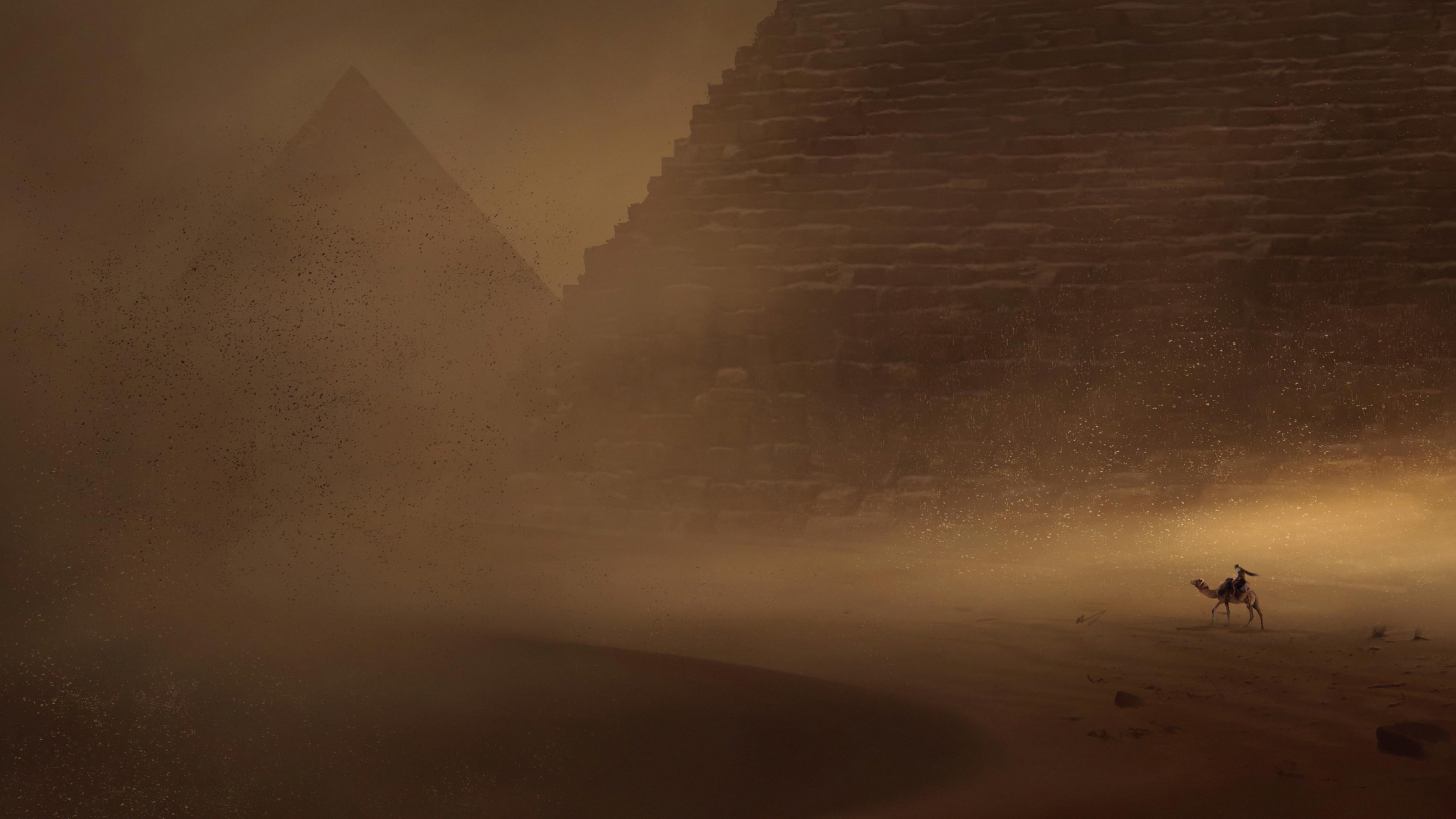 Скачать картинку Фэнтези, Пустыня, Пирамида в телефон бесплатно.