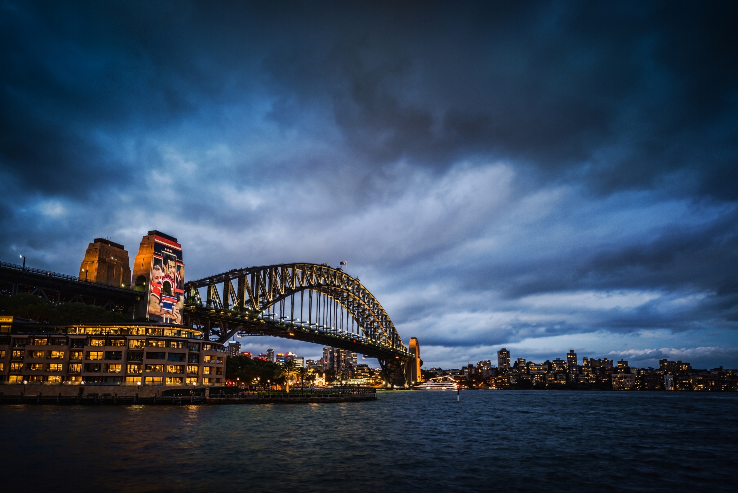 australia, harbour bridge, night city, sydney, cities, bridge, harbor bridge