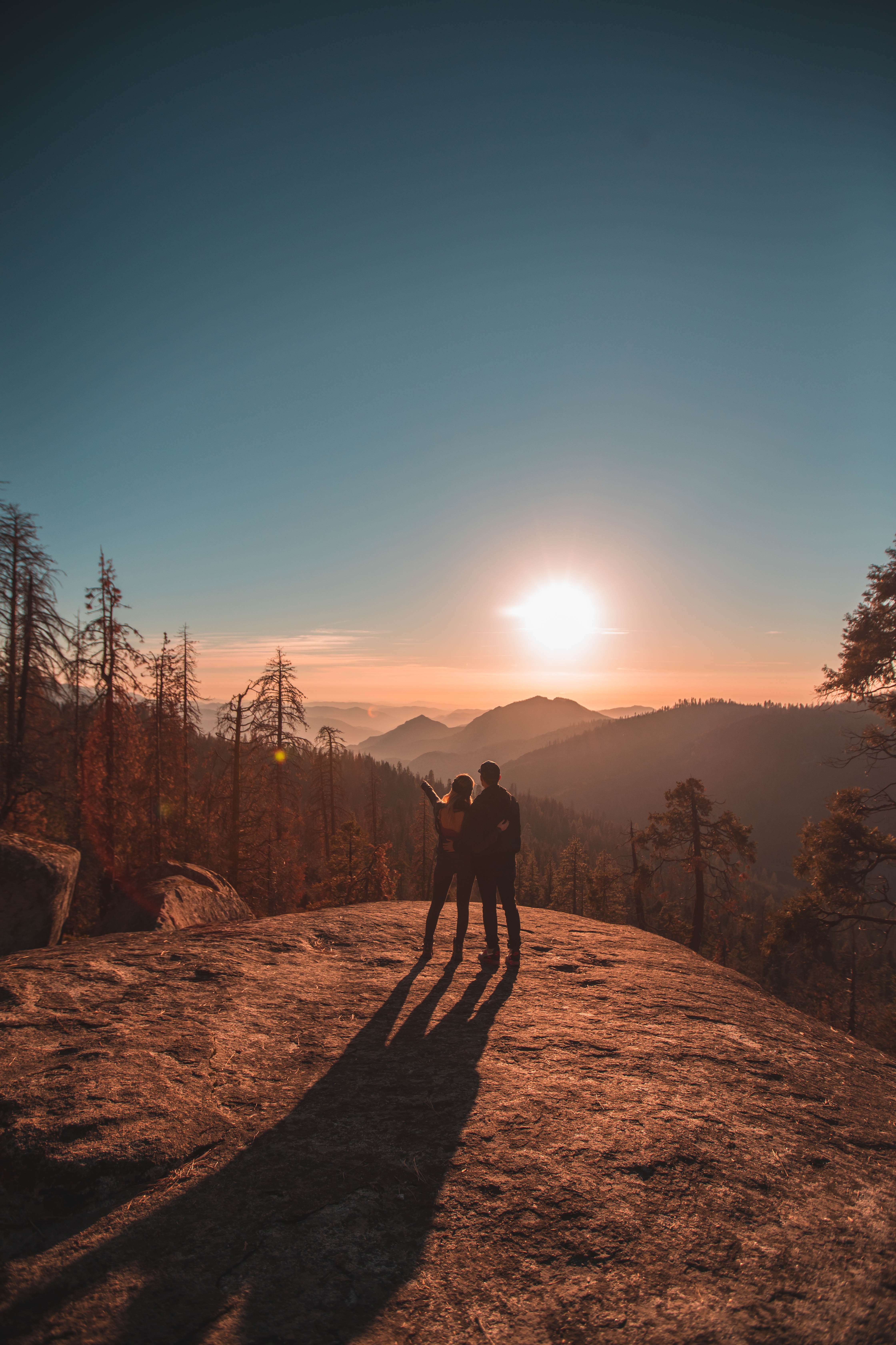 love, pair, mountains, couple, sunset, usa, journey, united states, national park, sequoia