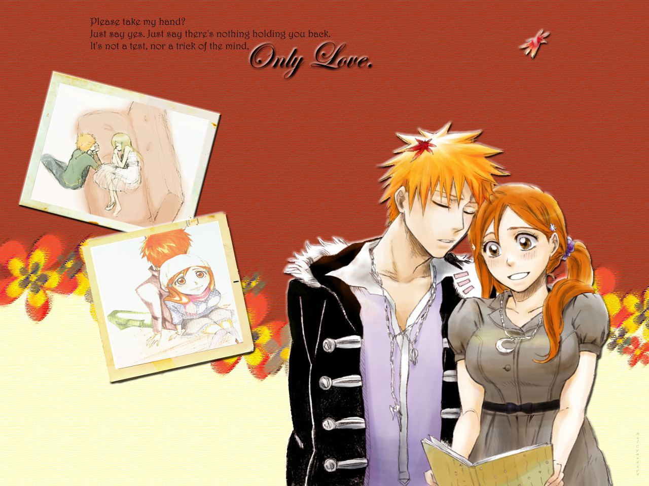 Handy-Wallpaper Bleach, Animes, Ichigo Kurosaki, Orihime Inoue kostenlos herunterladen.