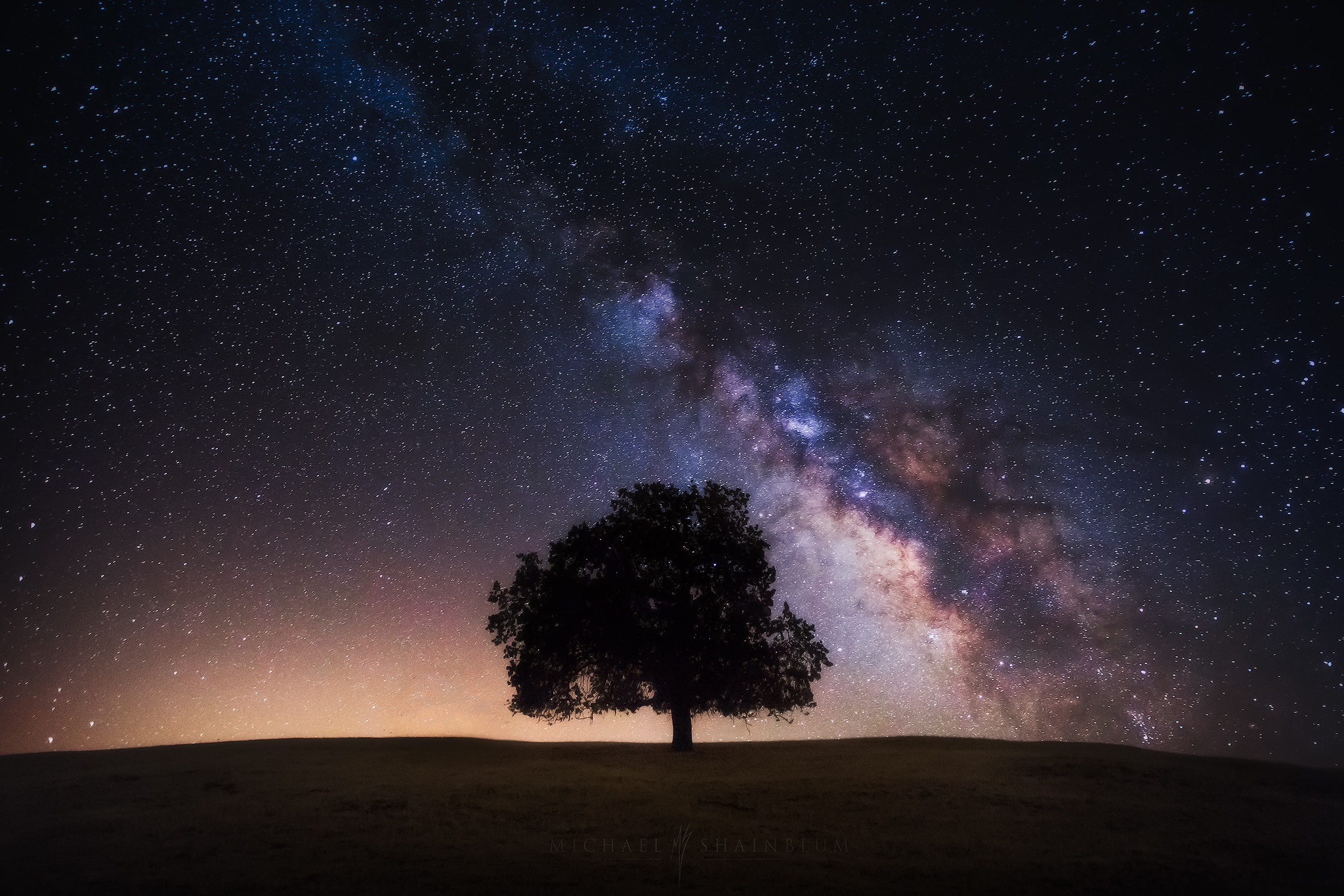 Download mobile wallpaper Trees, Night, Tree, Starry Sky, Earth, Milky Way for free.