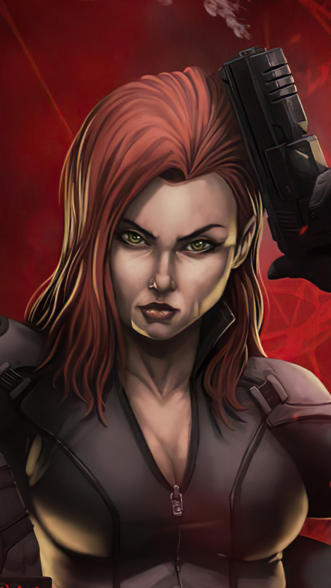 Download mobile wallpaper Gun, Comics, Red Hair, Black Widow for free.