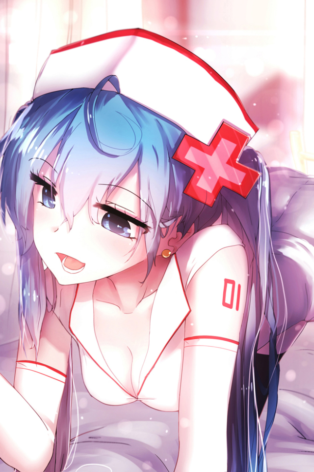 anime, vocaloid, hatsune miku, nurse, blue hair 8K