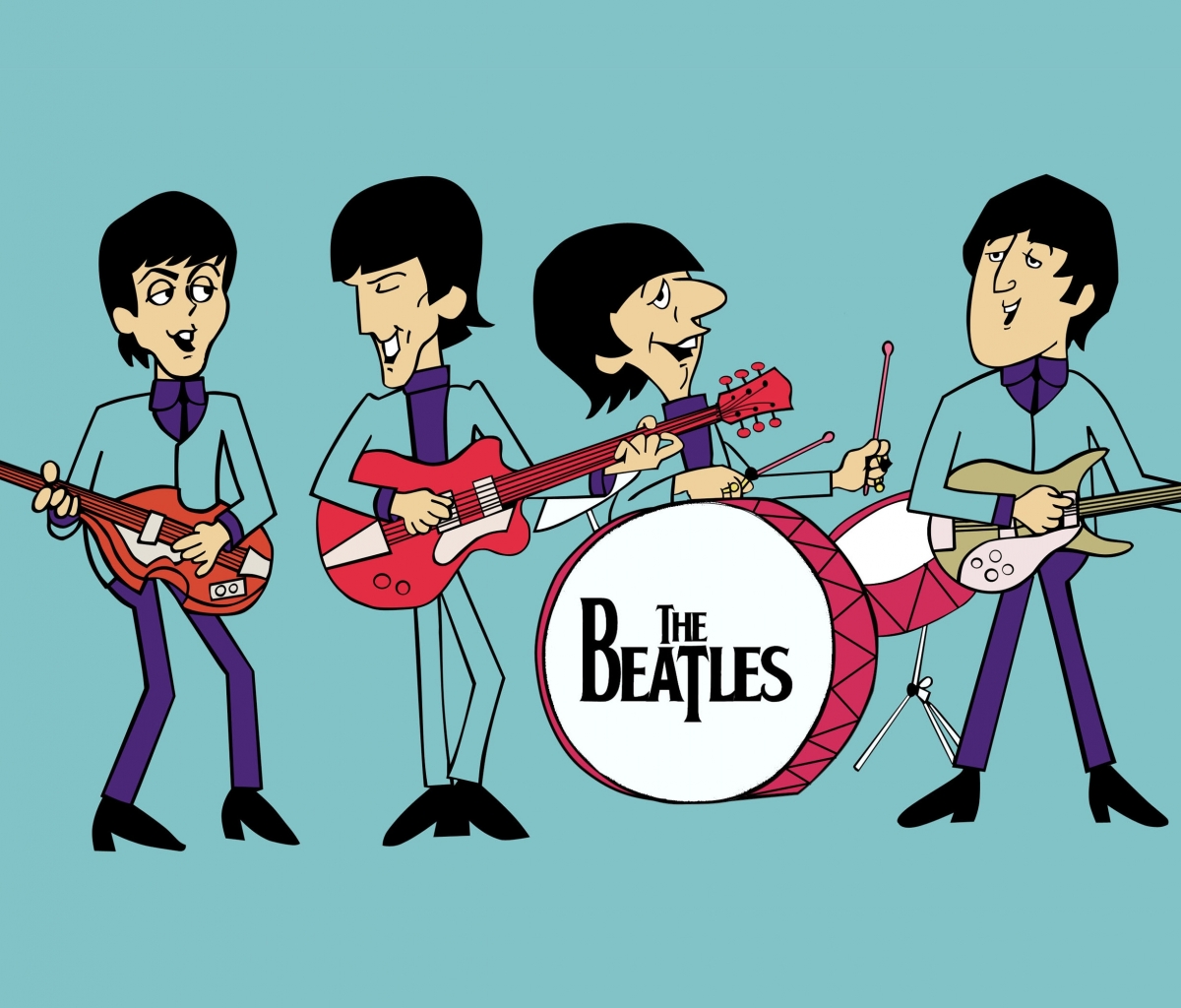 Handy-Wallpaper Musik, Band, Karikatur, Die Beatles kostenlos herunterladen.