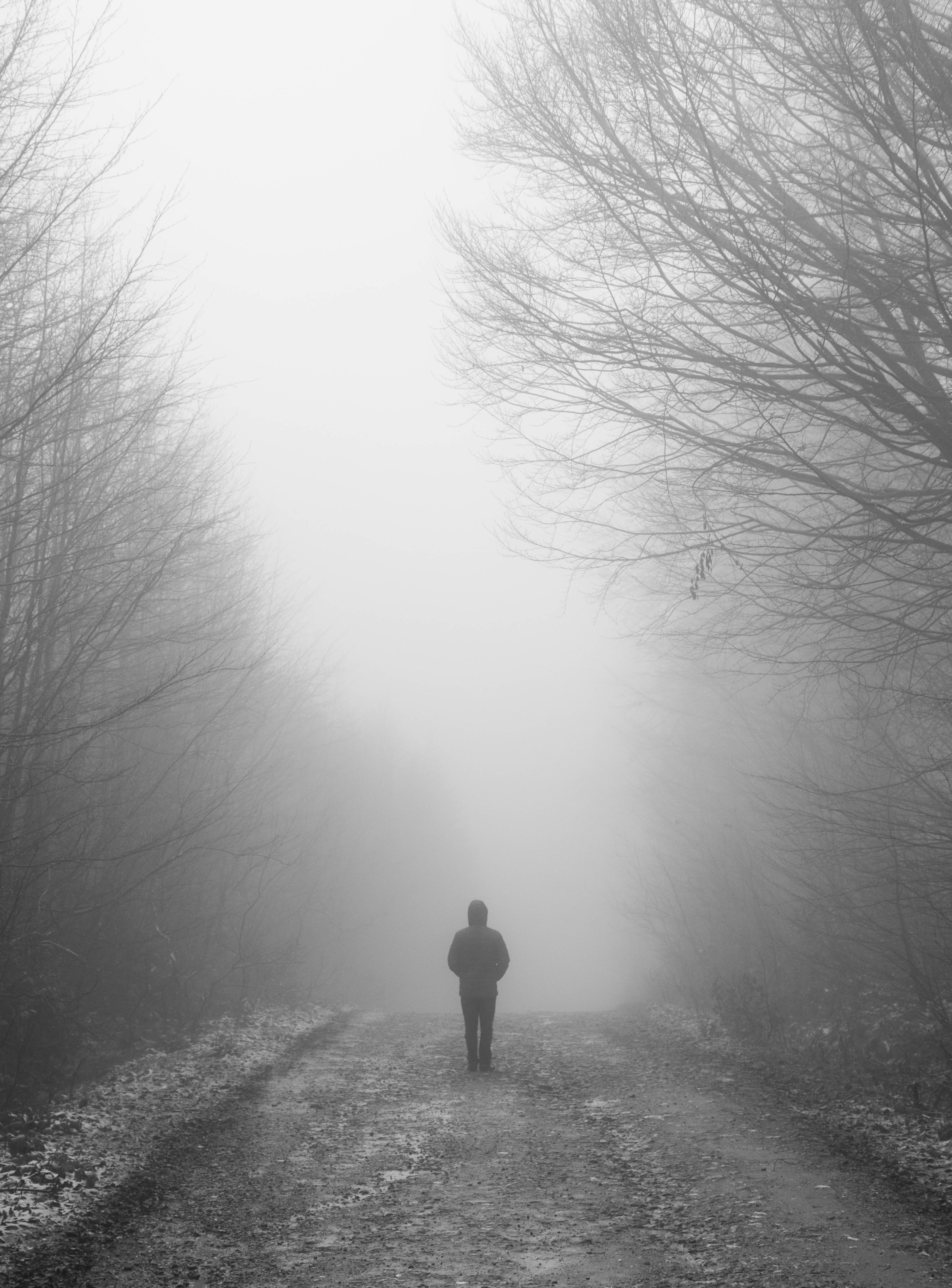 Free download wallpaper Miscellanea, Miscellaneous, Darkness, Bw, Human, Person, Fog, Chb, Loneliness on your PC desktop