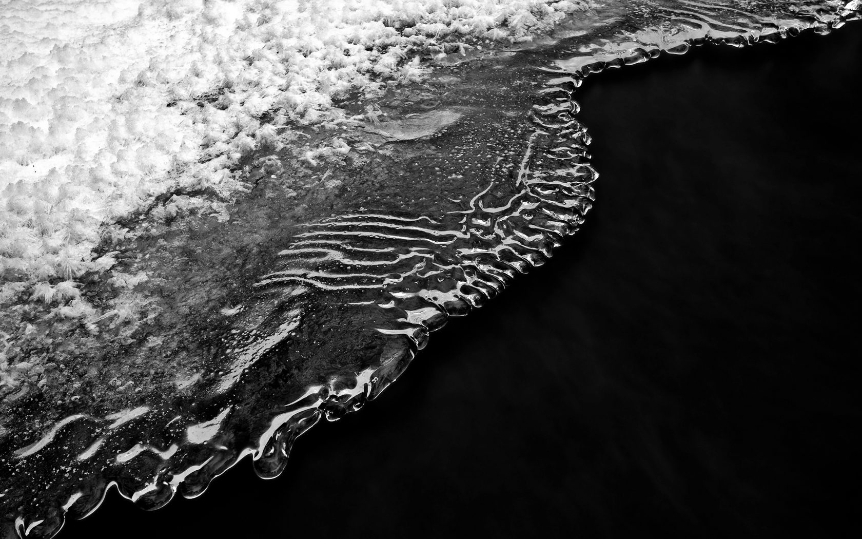 Download mobile wallpaper Black & White, Ice, Winter, Earth for free.