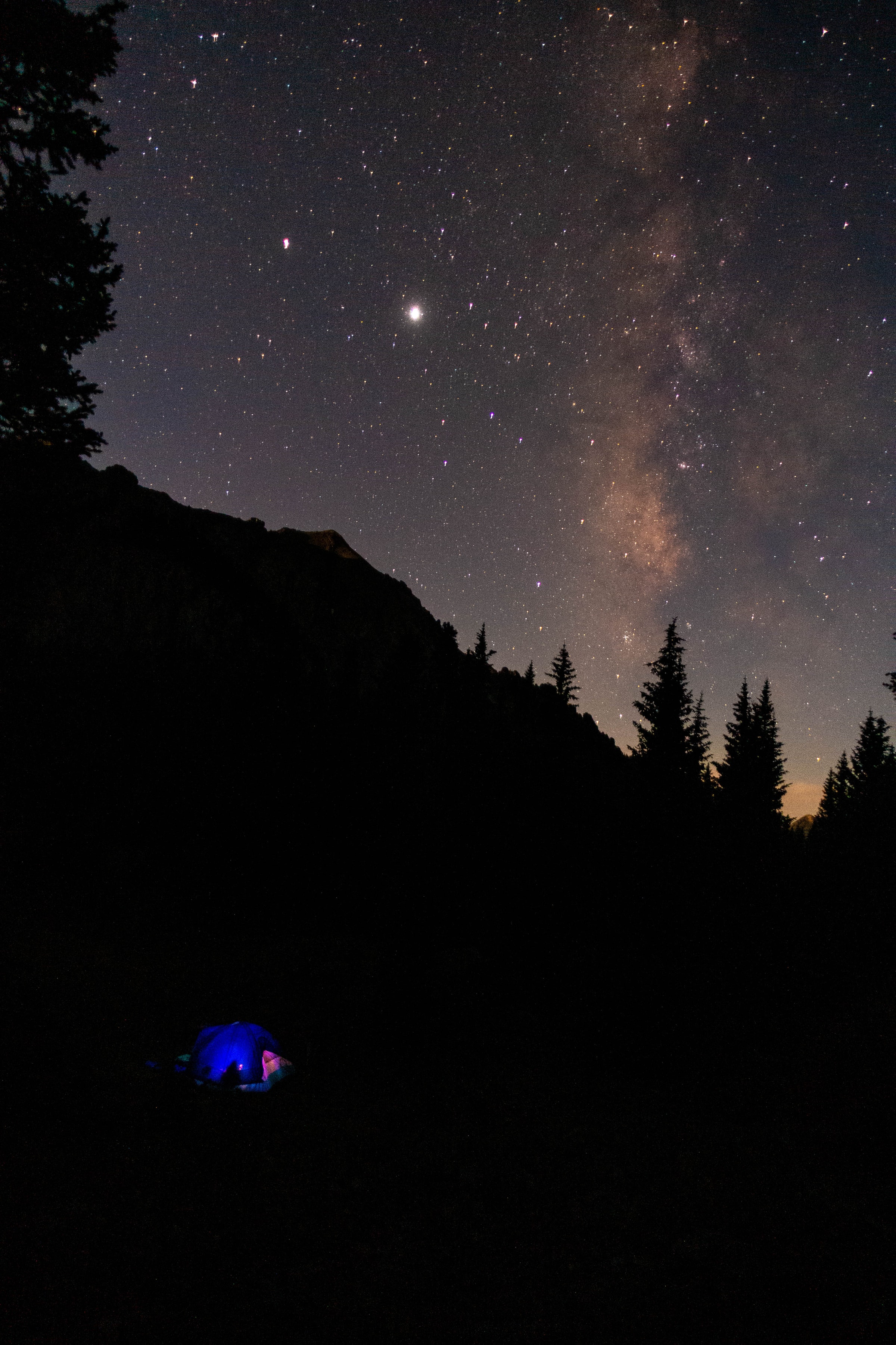 camping, nature, mountains, stars, night, dark, tent, campsite
