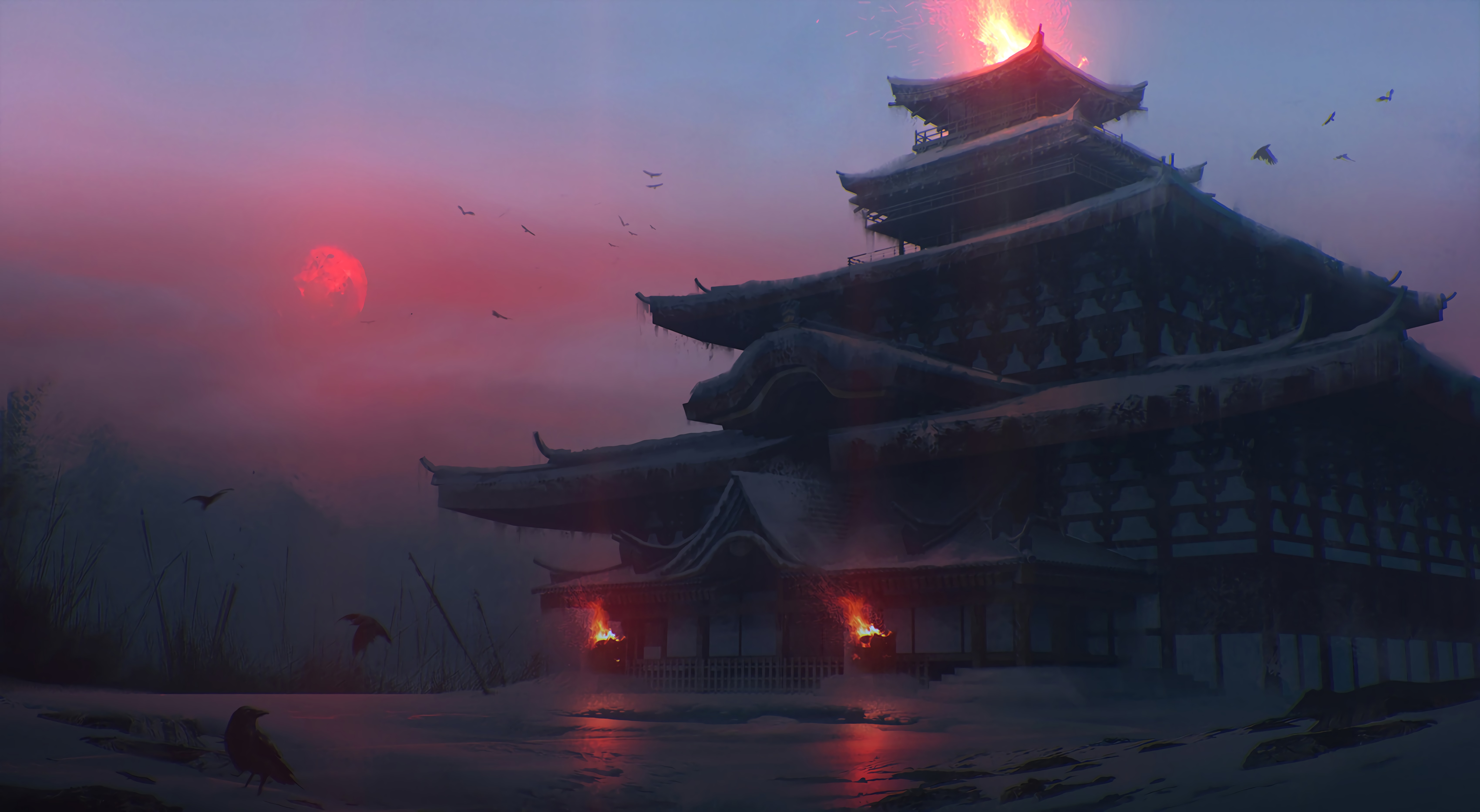 139341 télécharger le fond d'écran temple japonais, art, pagode, fantaisie, fermer à clé, serrure, temple - économiseurs d'écran et images gratuitement