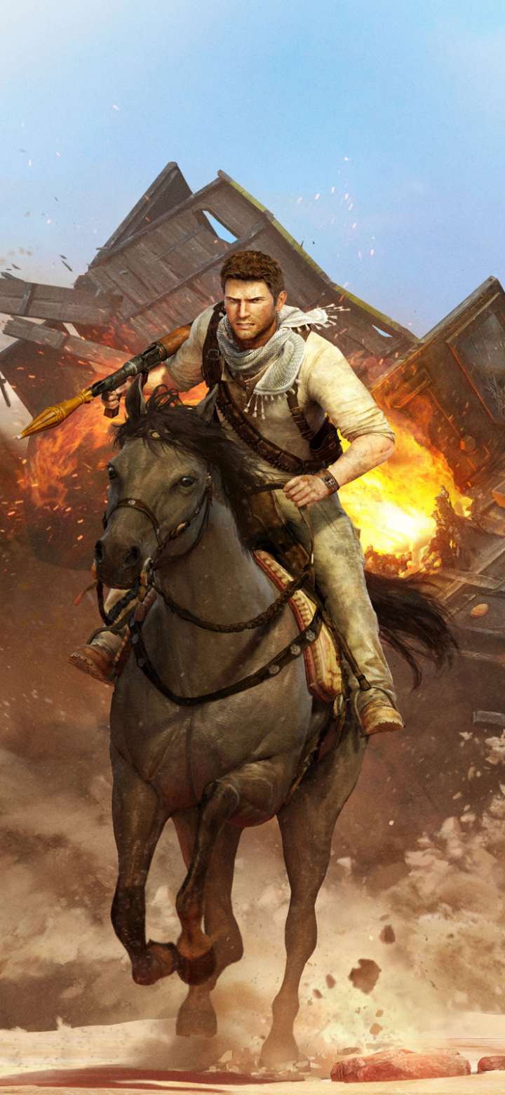 Download mobile wallpaper Uncharted, Horse, Battle, Video Game, Uncharted 3: Drake's Deception for free.