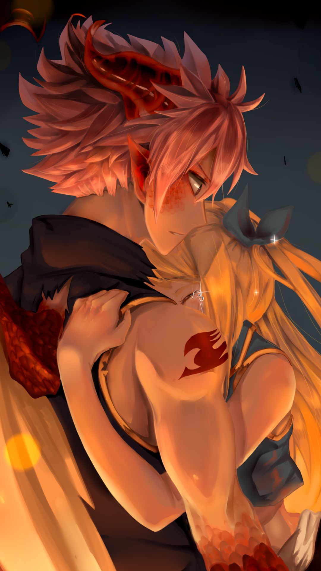 Download mobile wallpaper Anime, Fairy Tail, Lucy Heartfilia, Natsu Dragneel, Crying, Nalu (Fairy Tail) for free.