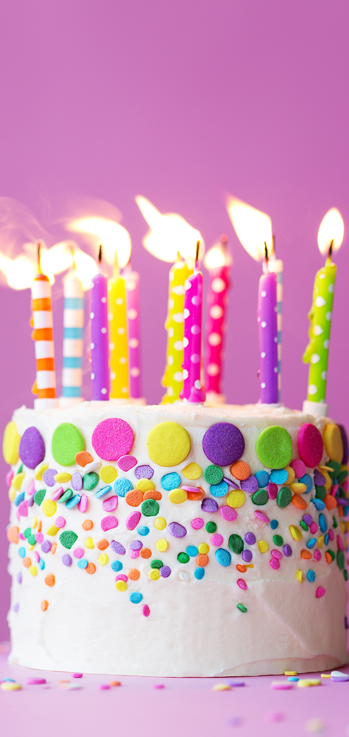 Download mobile wallpaper Holiday, Cake, Colorful, Candle, Birthday for free.