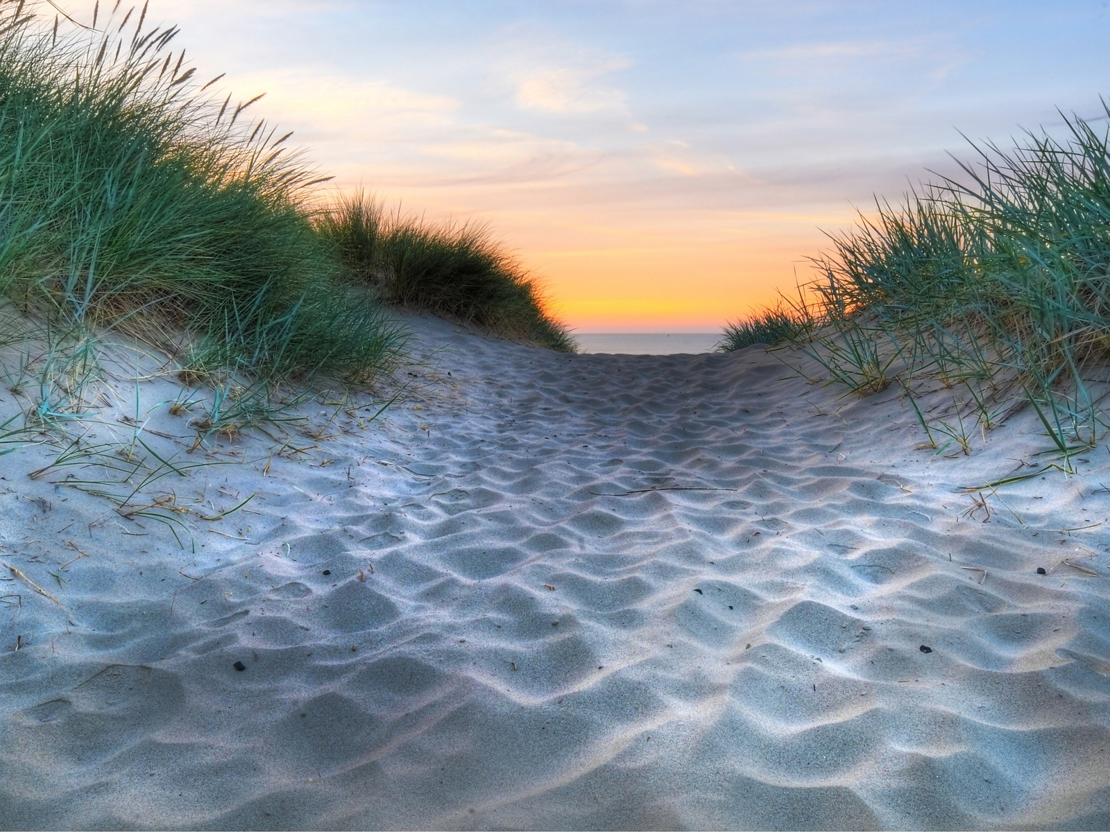 Download mobile wallpaper Sand, Sunset, Landscape, Sea for free.
