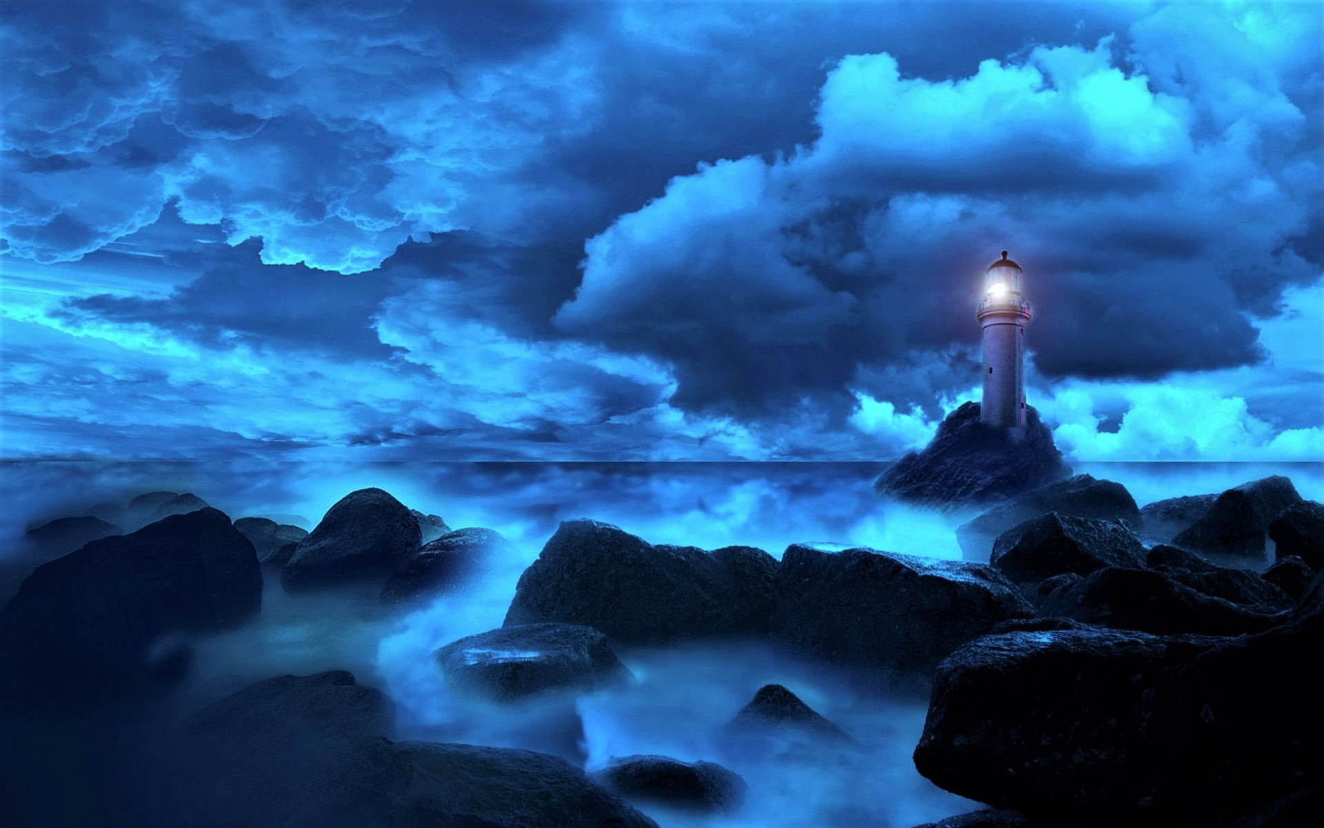 Download mobile wallpaper Sky, Sea, Horizon, Ocean, Lighthouse, Cloud, Man Made for free.