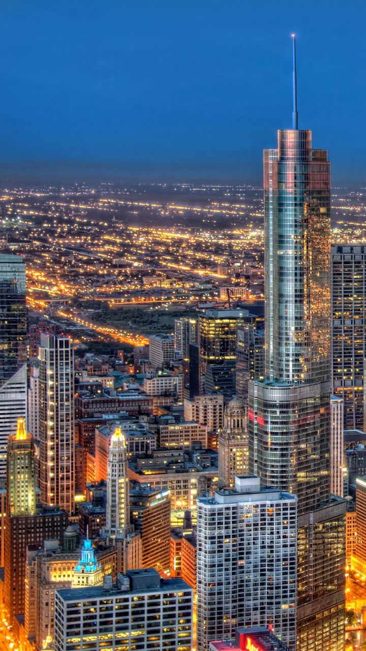 Download mobile wallpaper Cities, Night, Architecture, Skyscraper, Building, Light, Cityscape, Hdr, Chicago, Man Made for free.