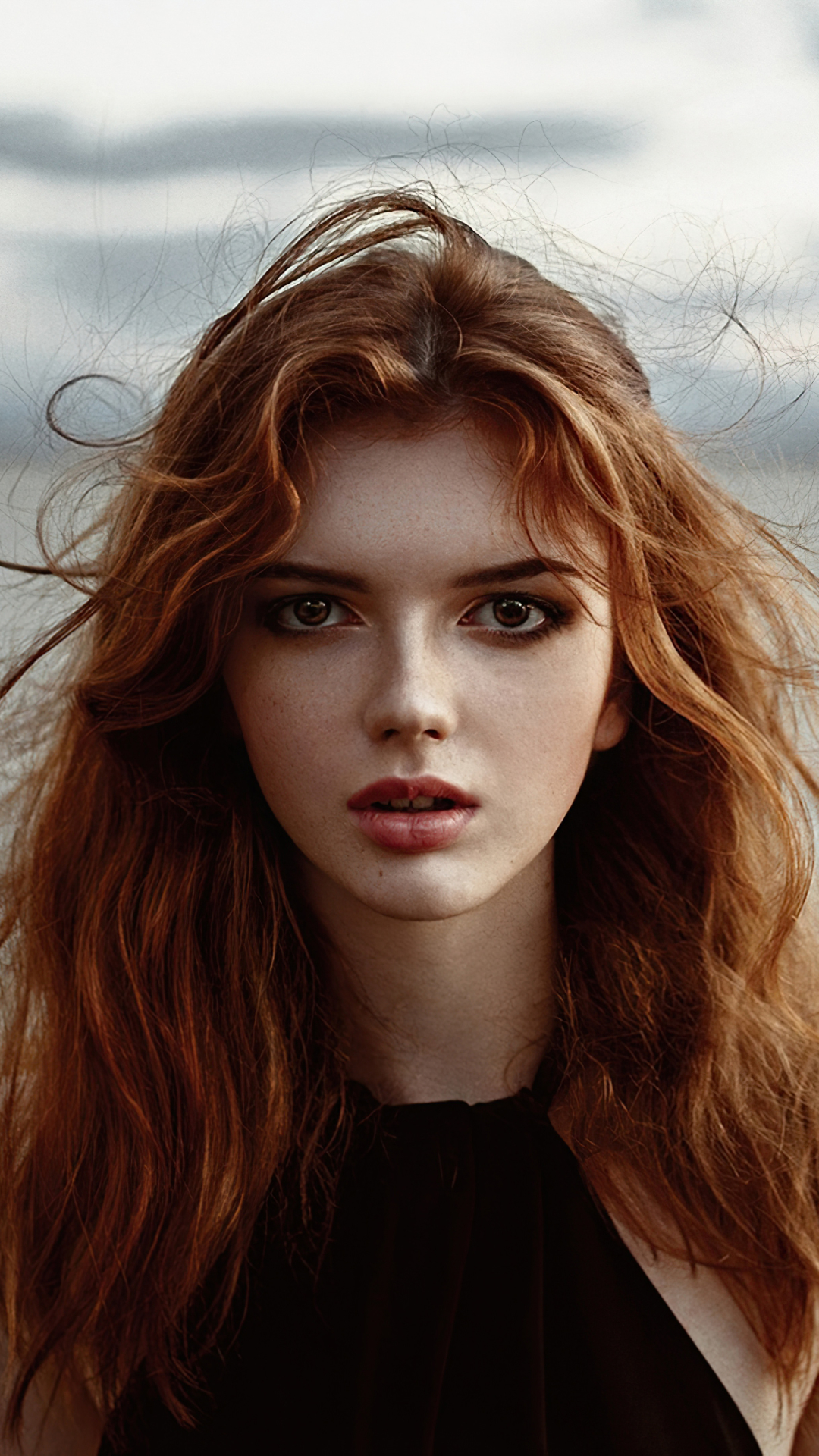 Download mobile wallpaper Redhead, Face, Model, Women, Lipstick for free.