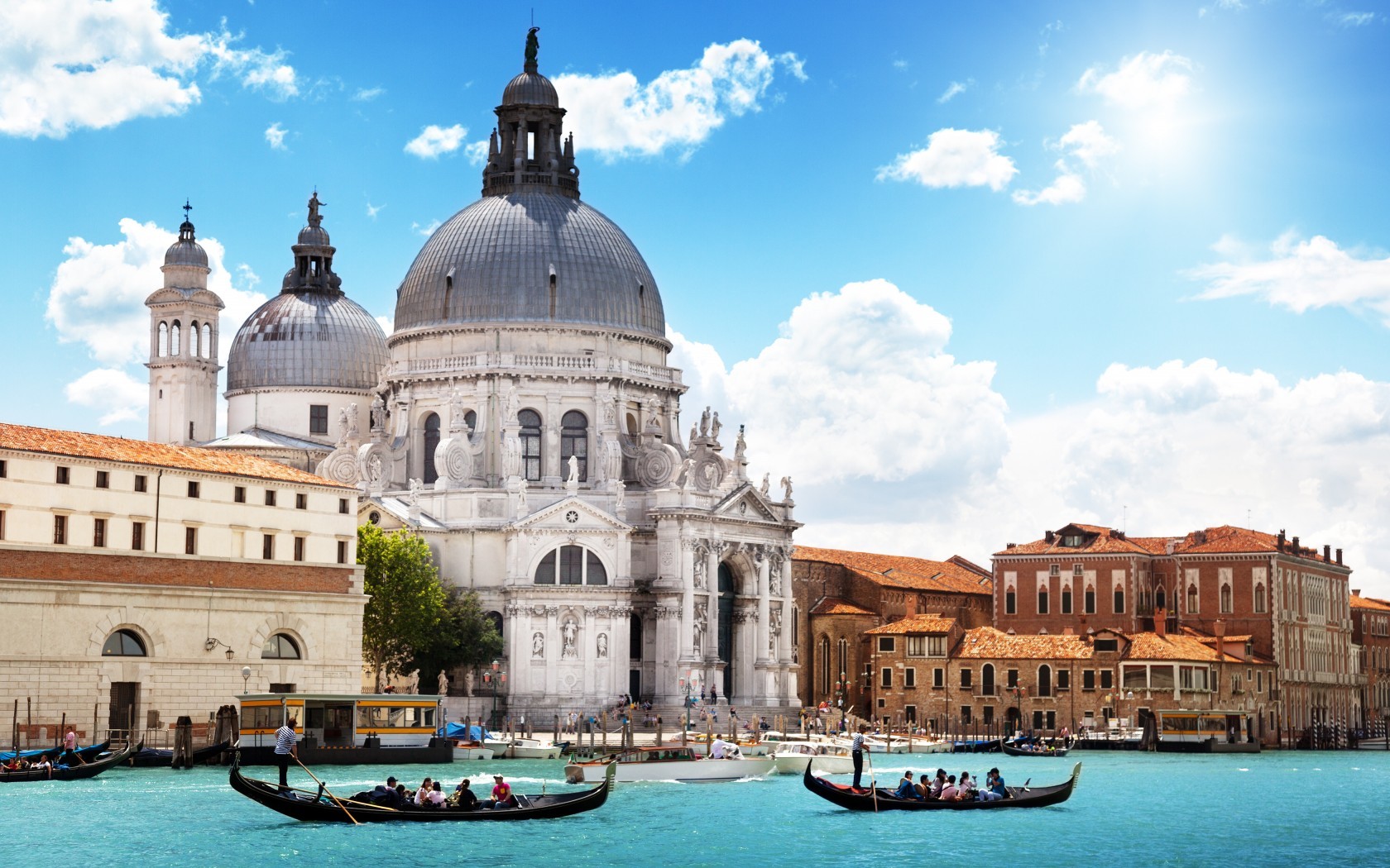 Скачать обои бесплатно Венеция, Города, Лодки, Архитектура, Пейзаж картинка на рабочий стол ПК