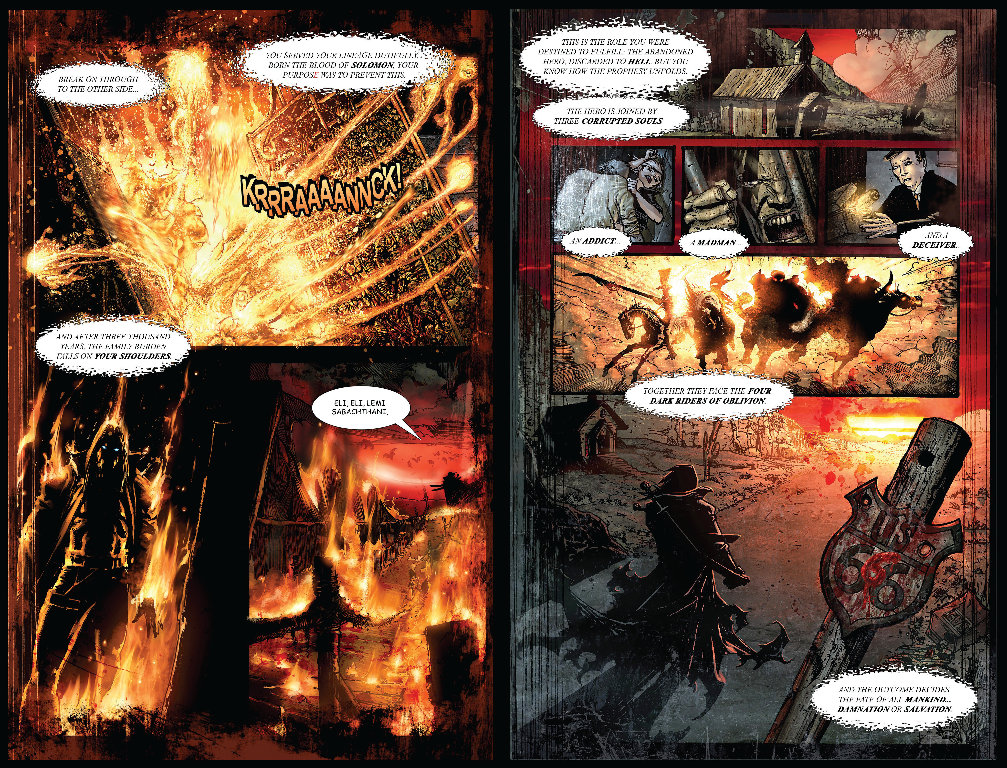 comics, heavy metal, armageddon, four horsemen of the apocalypse, occult