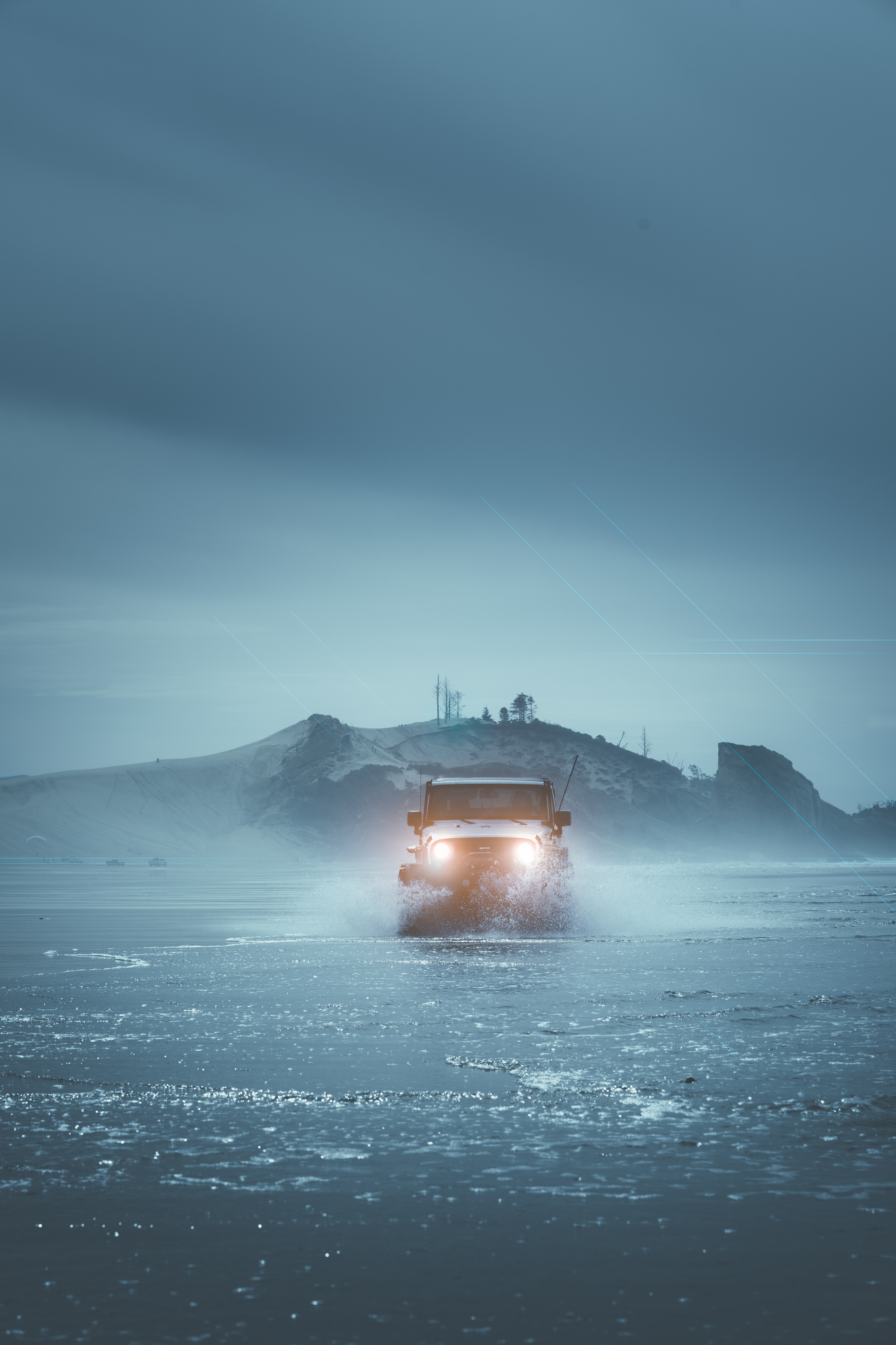 suv, water, cars, fog, car phone background