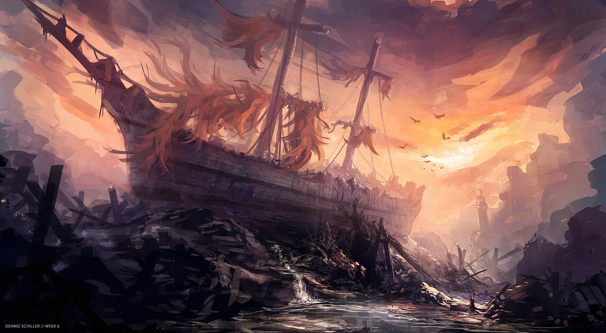 Download mobile wallpaper Fantasy, Ship, Wreck for free.