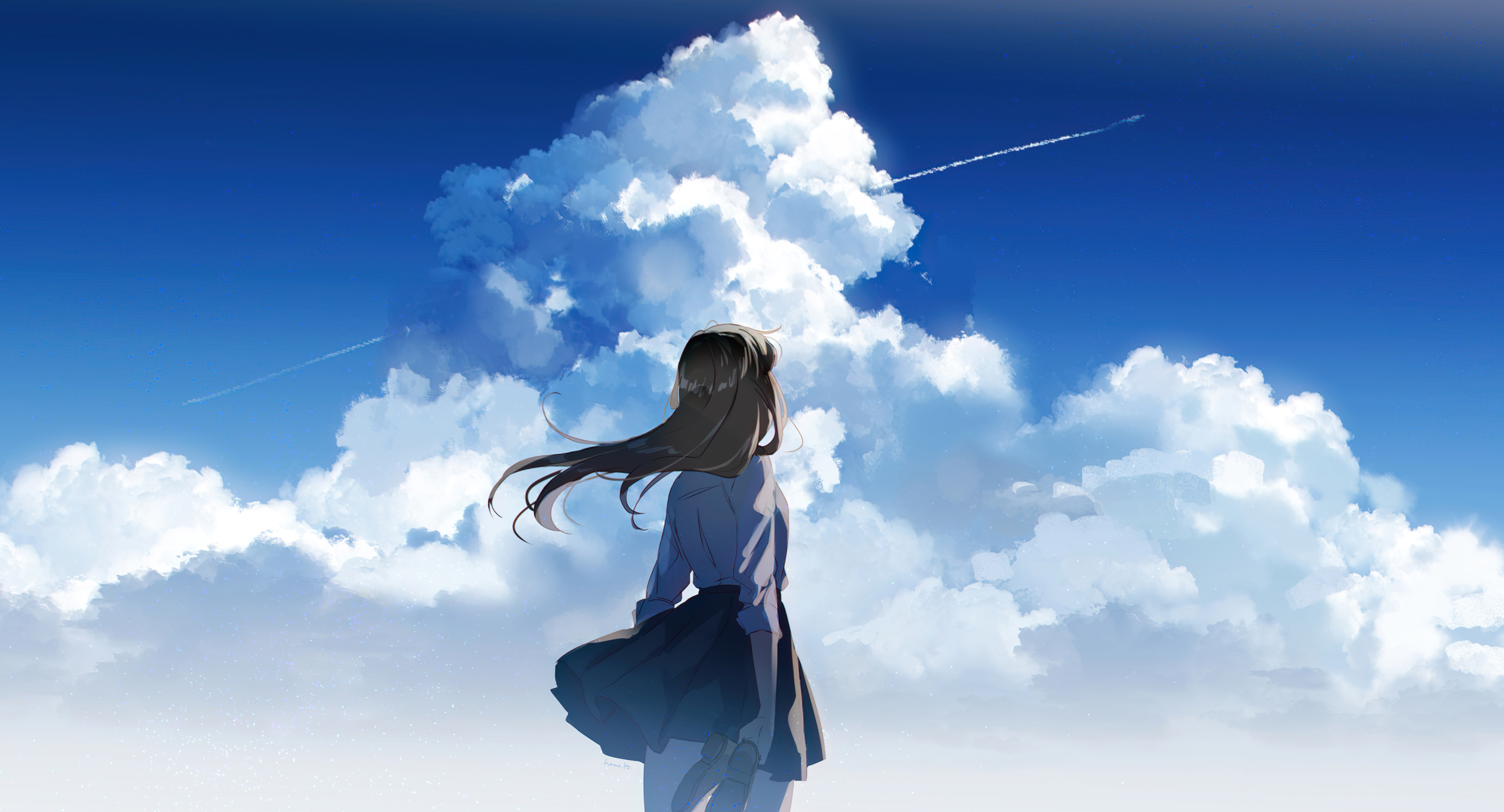 Download mobile wallpaper Anime, Sky, Girl, Cloud for free.