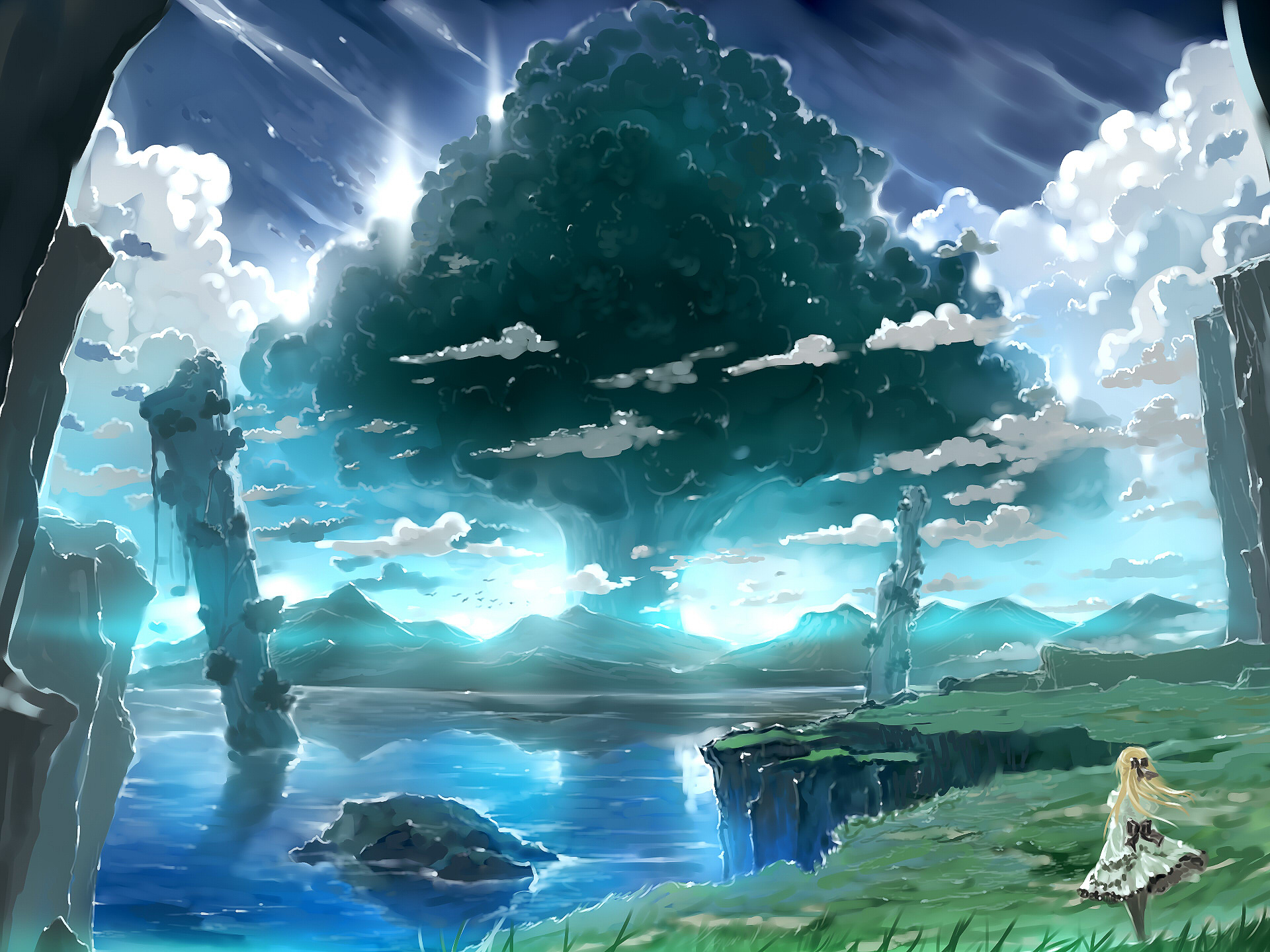 Download mobile wallpaper Anime, Landscape, Tree for free.