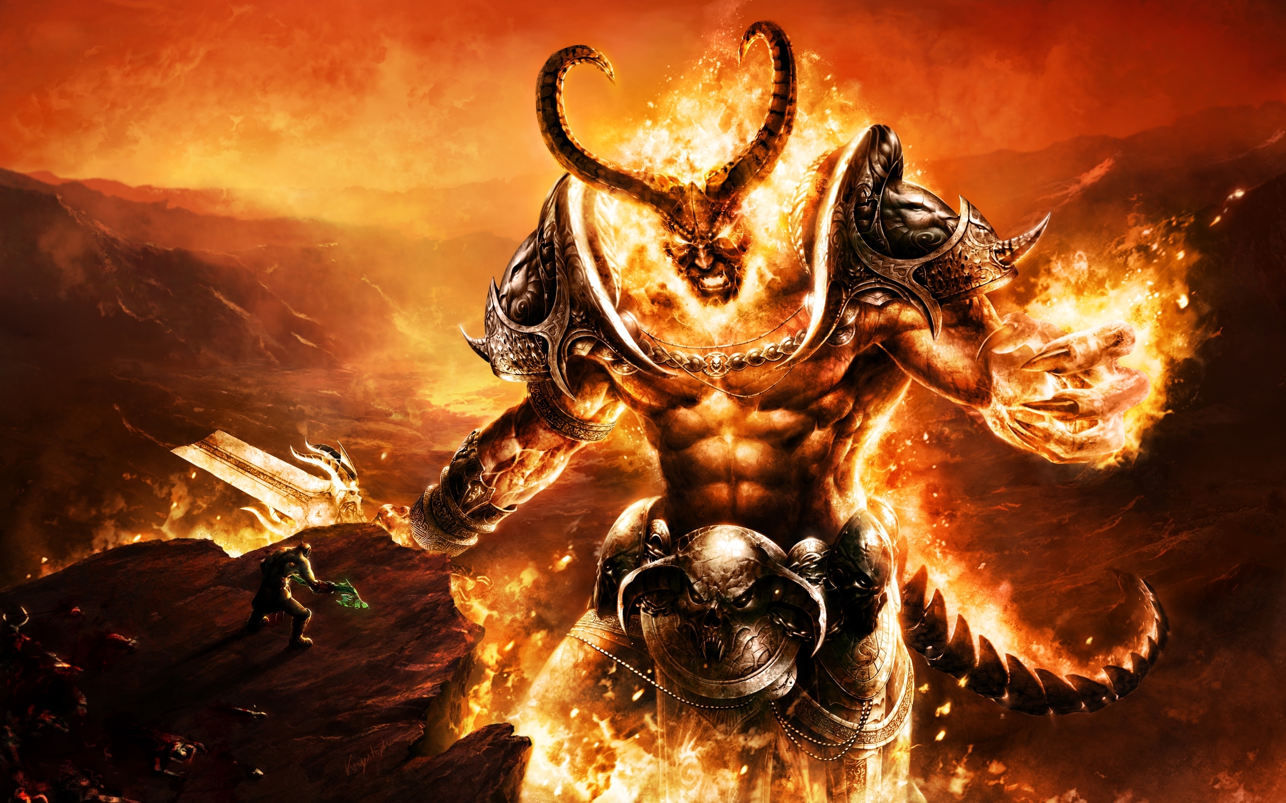 Handy-Wallpaper World Of Warcraft, Warcraft, Dämon, Feuer, Krieger, Computerspiele kostenlos herunterladen.